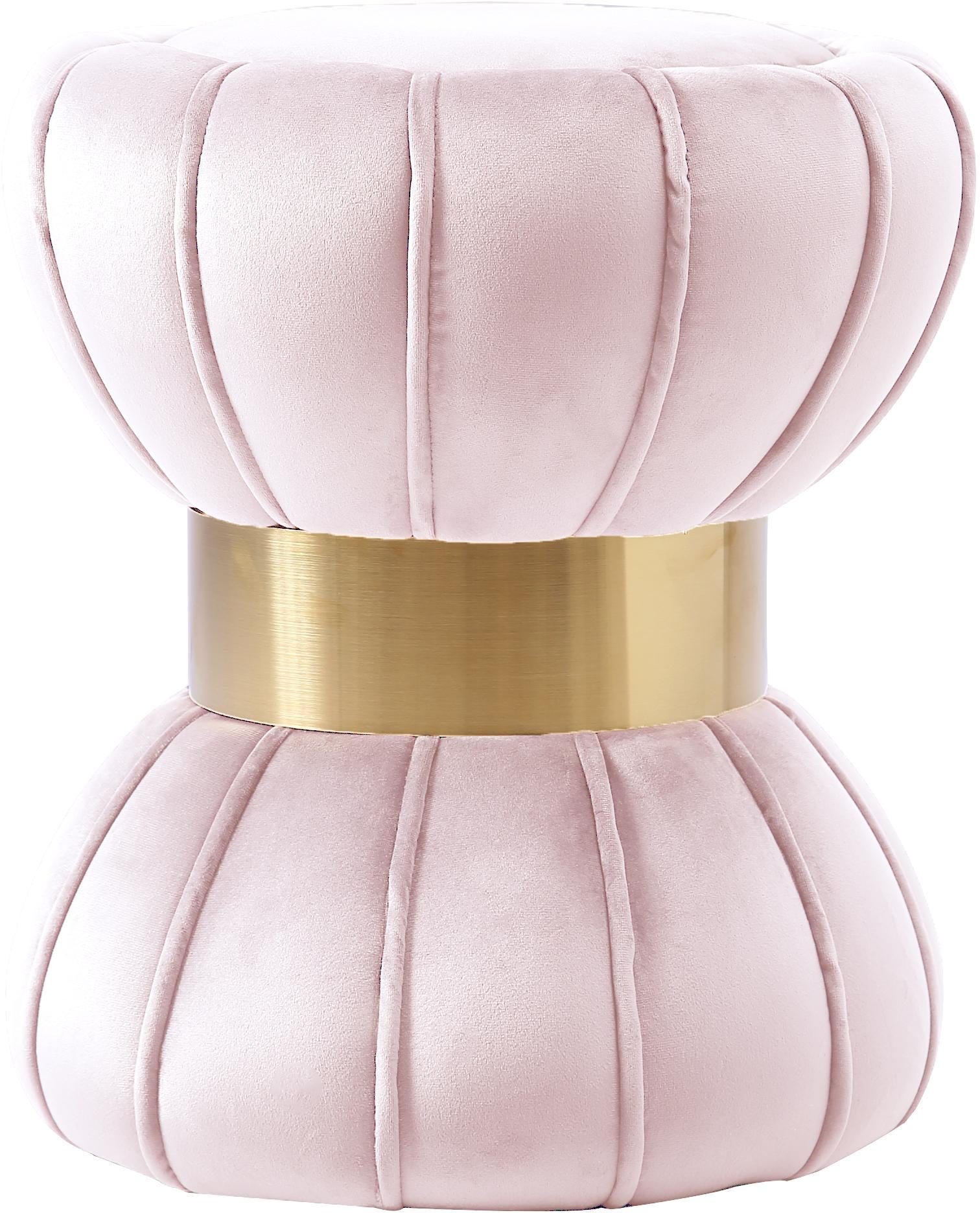 Vino Pink Velvet Ottoman/Stool