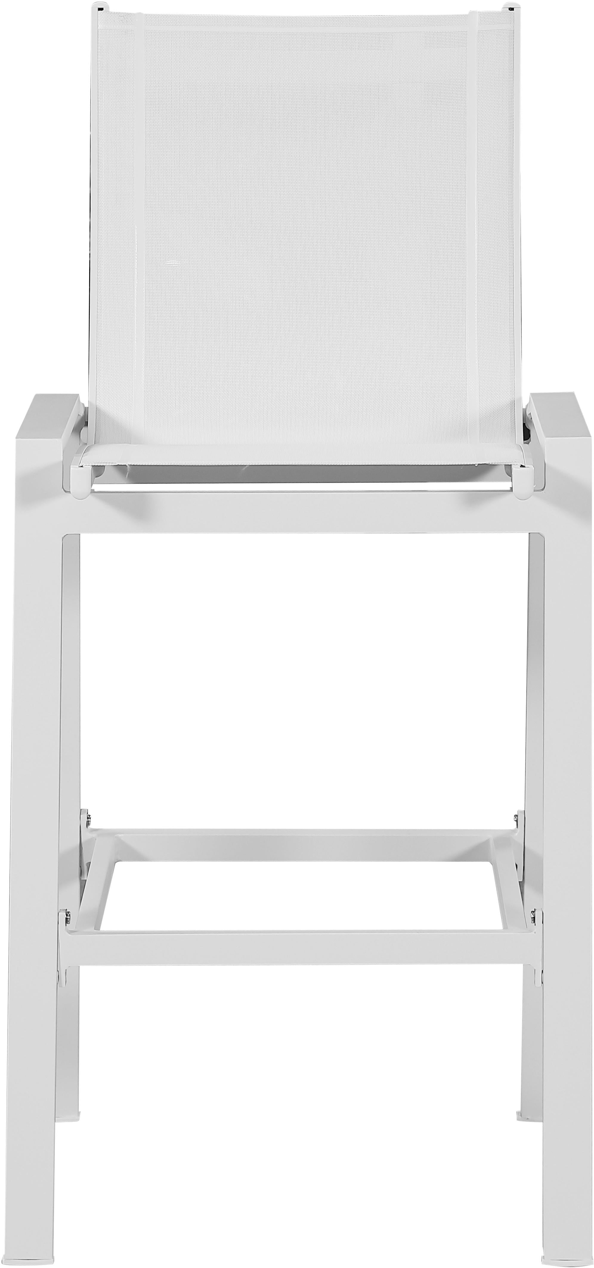 Nizuc White Mesh Waterproof Fabric Outdoor Patio Aluminum Mesh Barstool