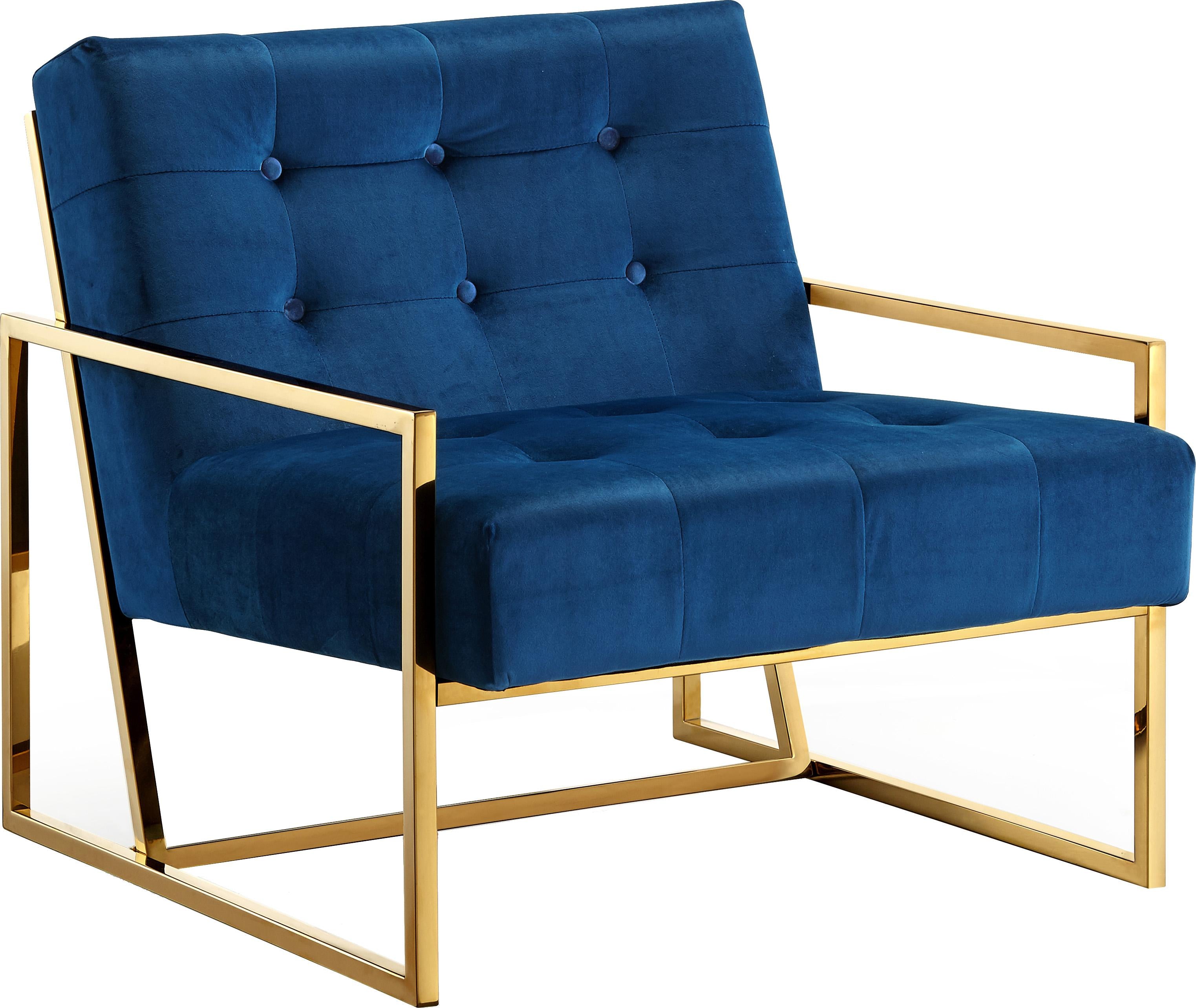 Pierre Navy Velvet Accent Chair