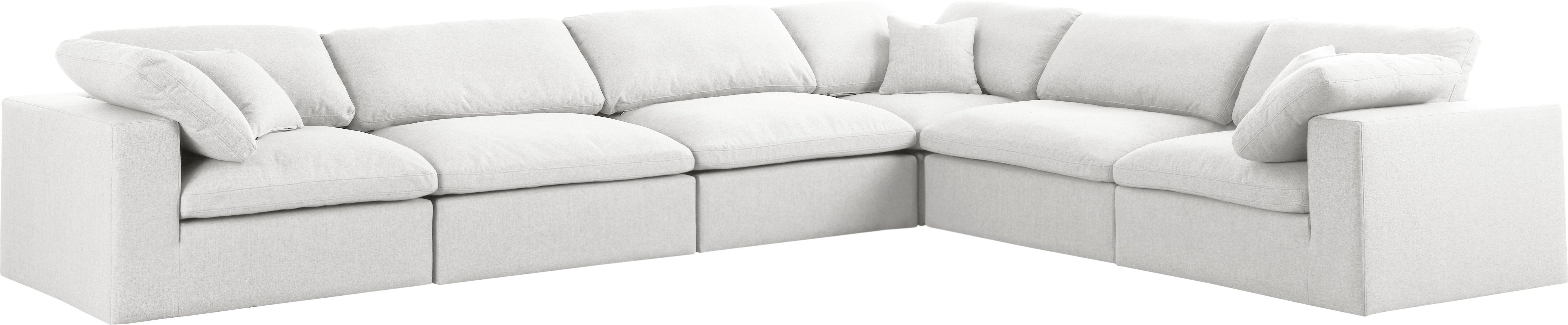 Serene Cream Linen Fabric Deluxe Cloud Modular Sectional