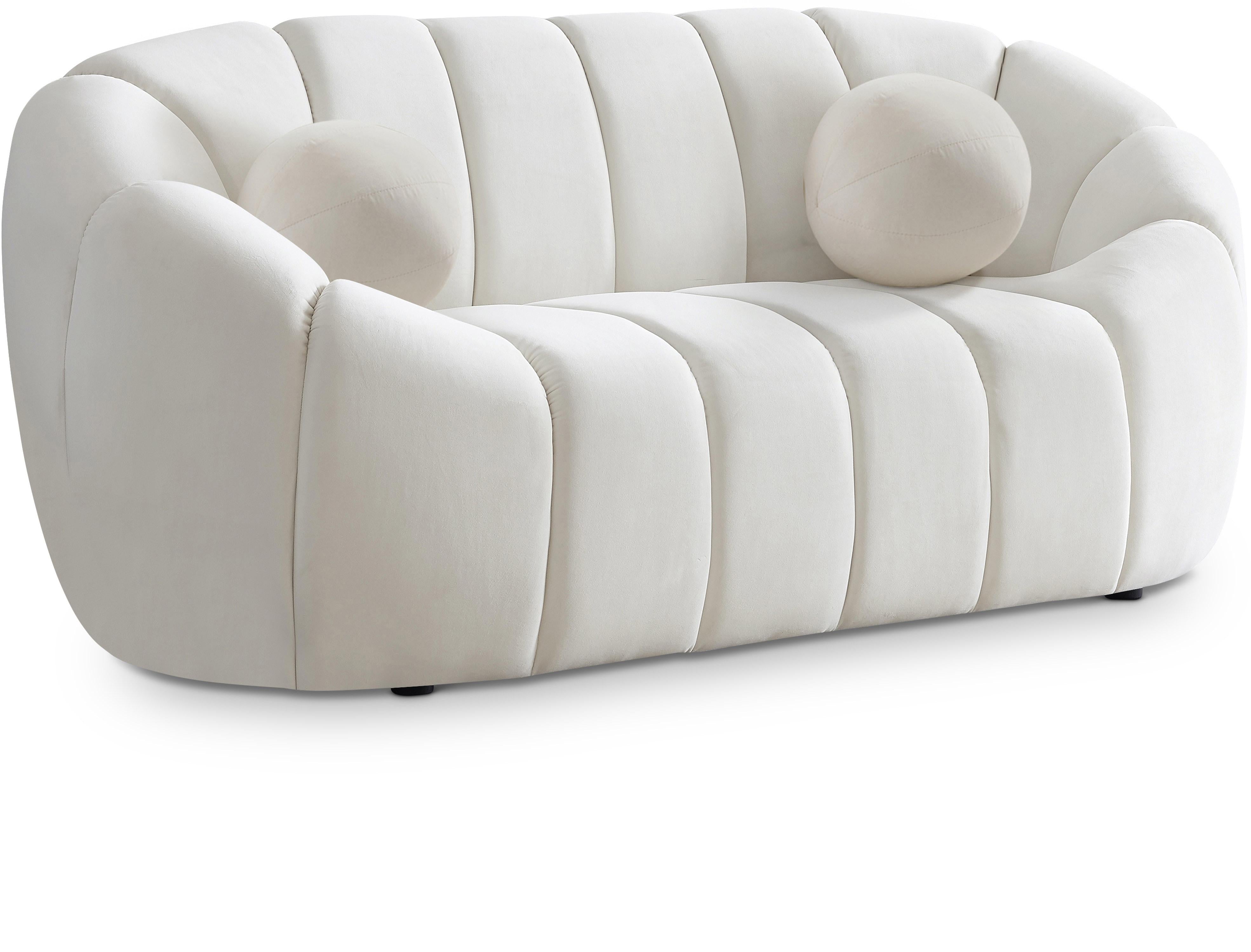 Elijah Cream Velvet Loveseat