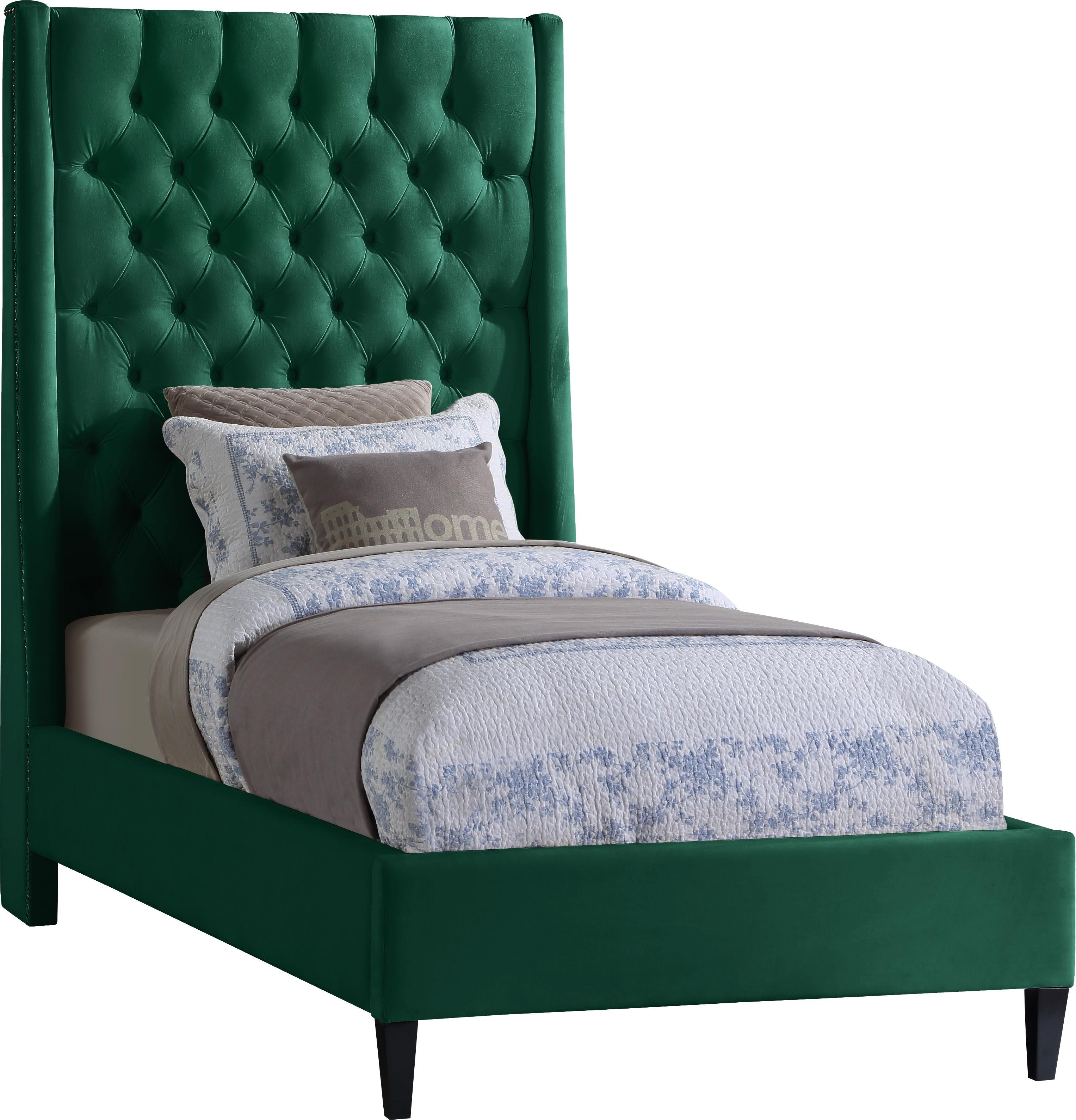 Fritz Green Velvet Twin Bed