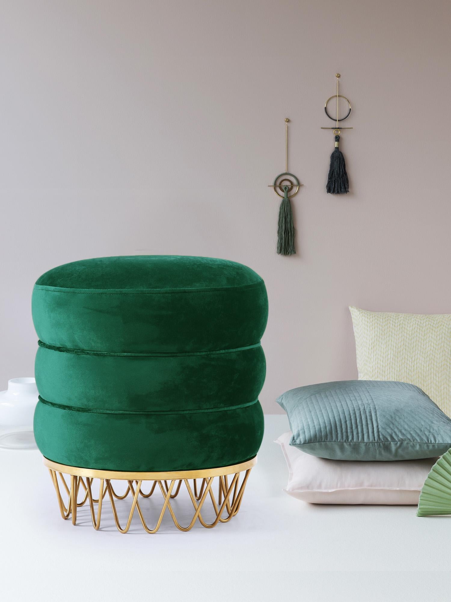 Revolve Green Velvet Ottoman/Stool