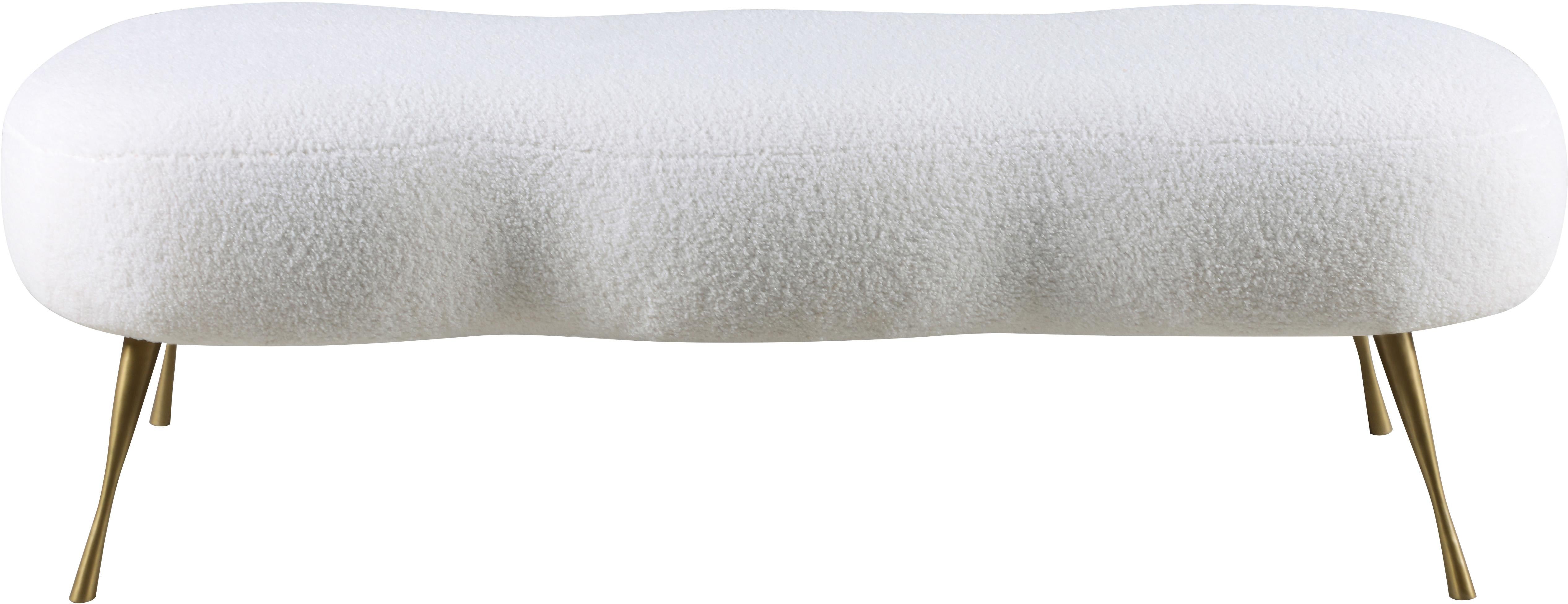 Nube White Faux Sheepskin Fur Bench