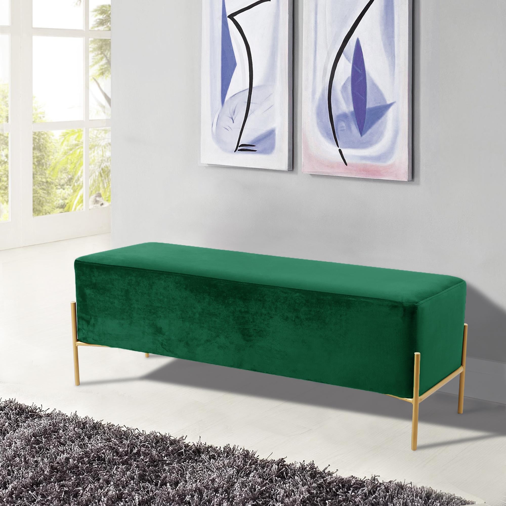 Isla Green Velvet Bench