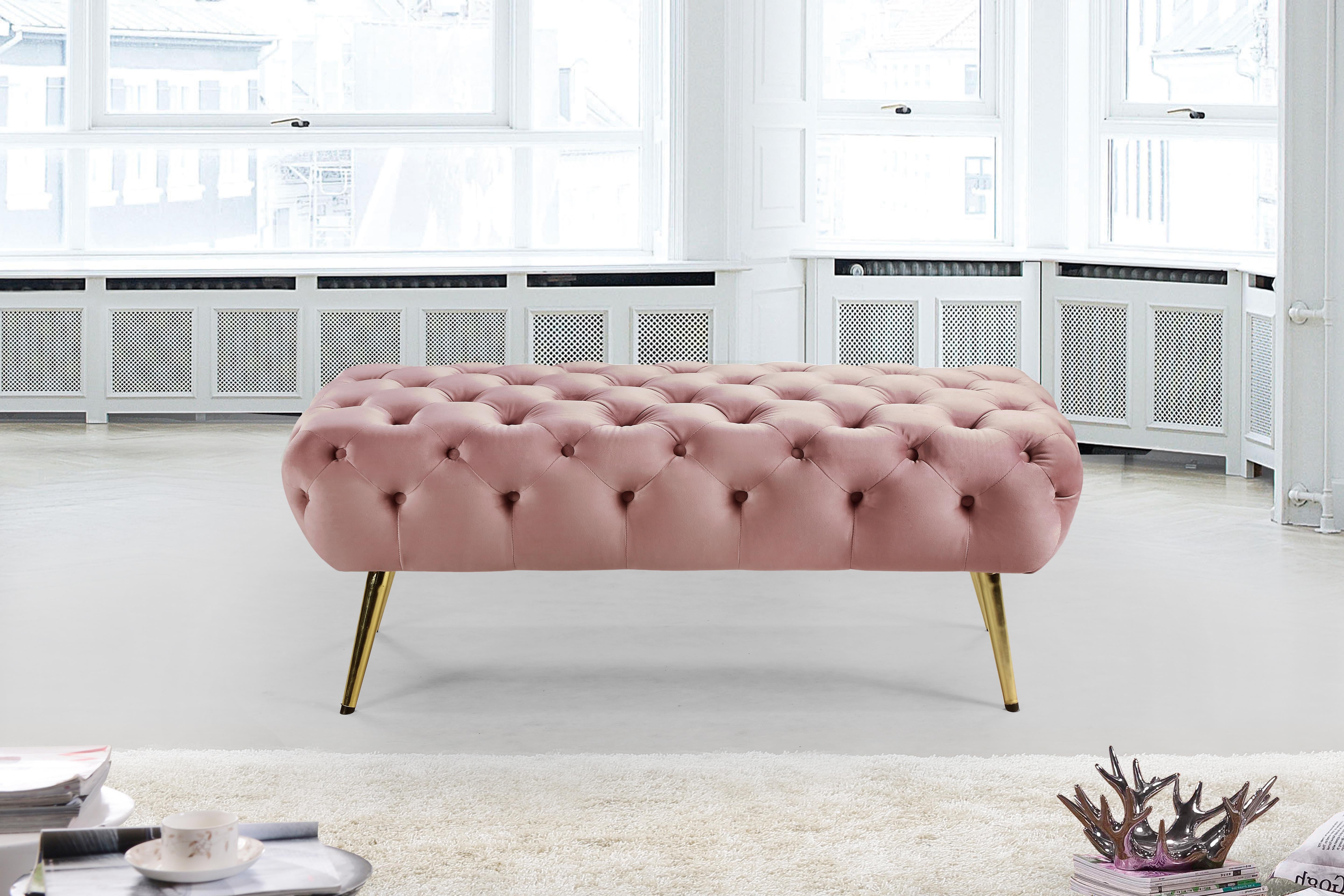 Amara Pink Velvet Bench