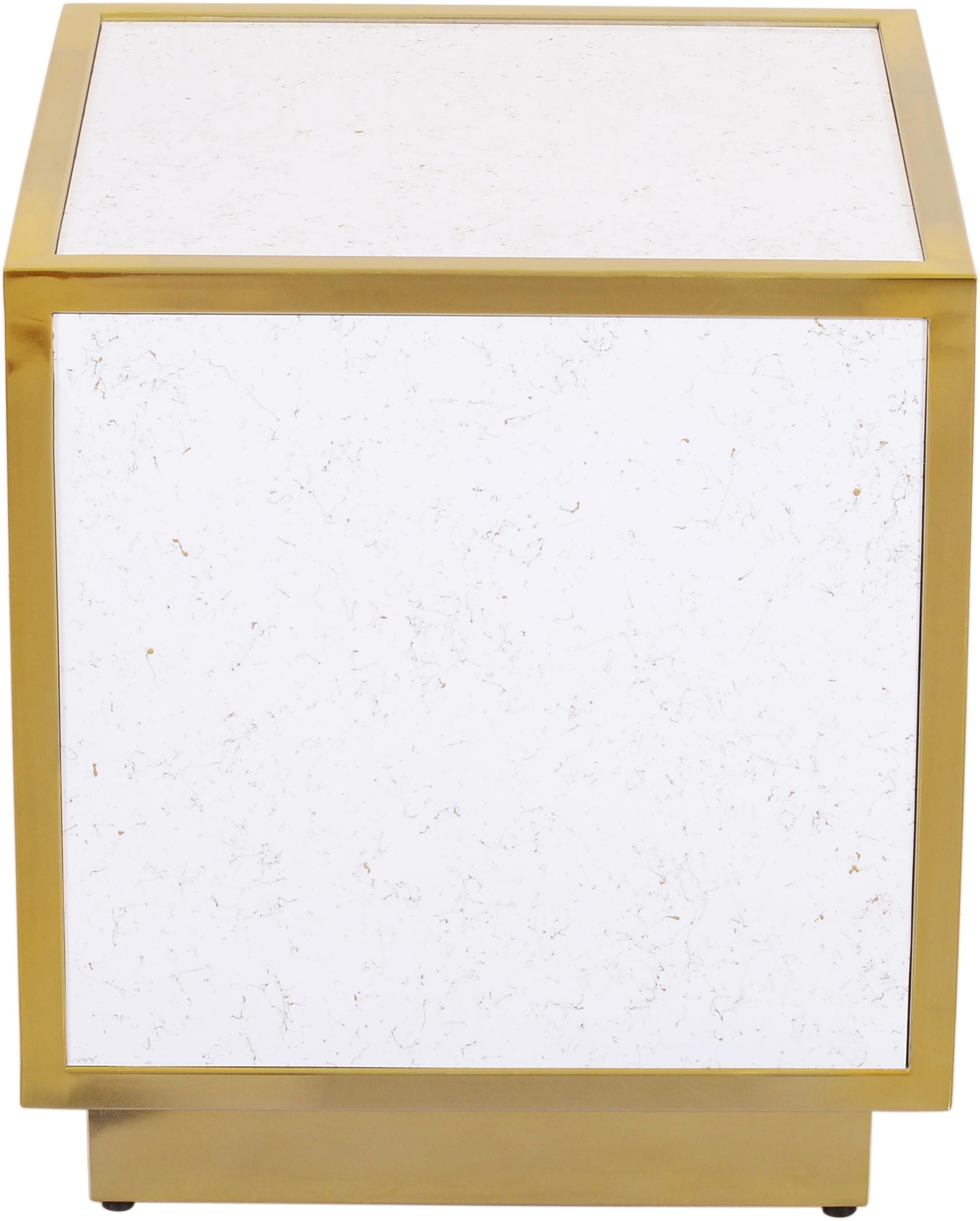 Glitz White Faux Marble End Table