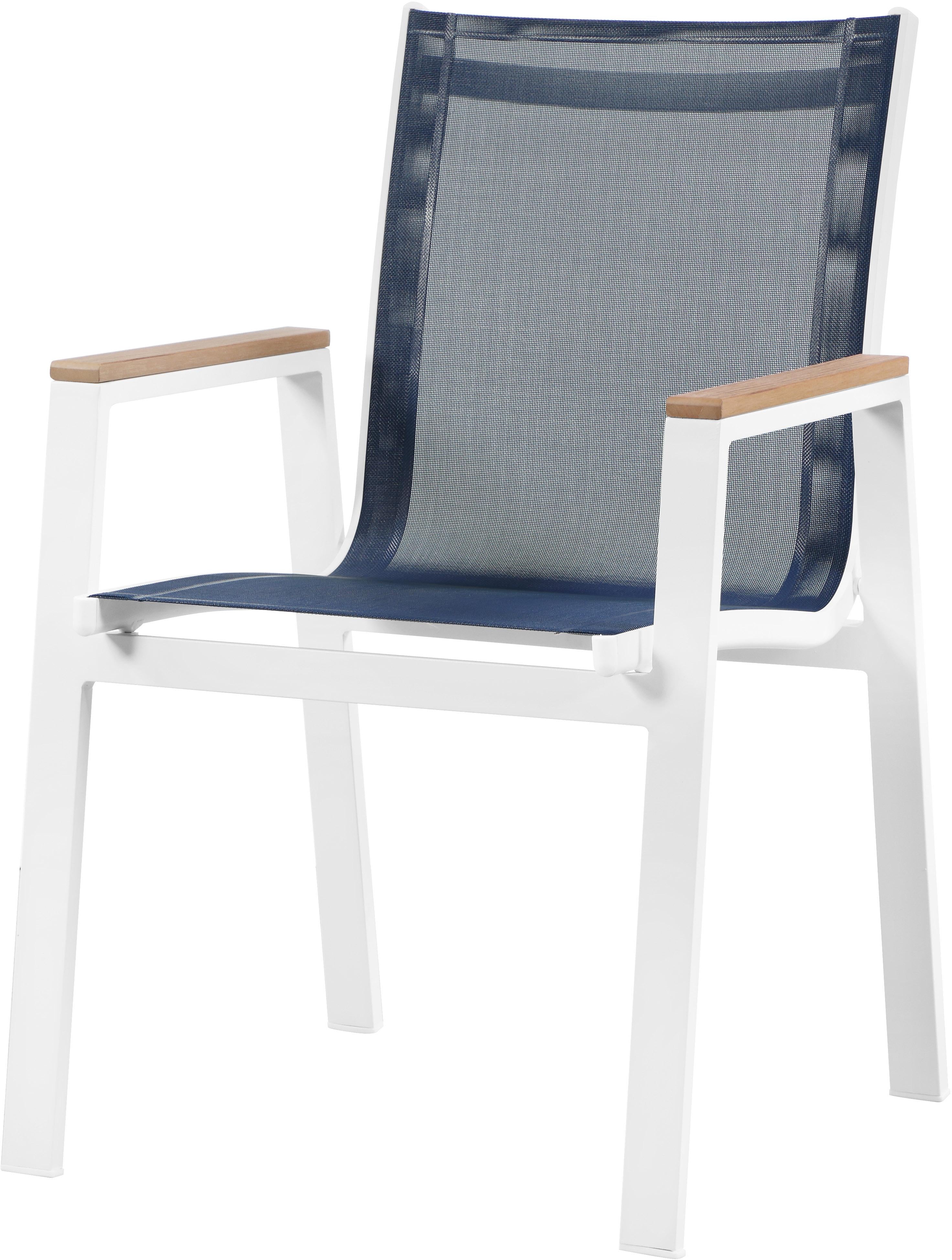 Nizuc Navy Mesh Waterproof Fabric Outdoor Patio Aluminum Mesh Dining Arm Chair