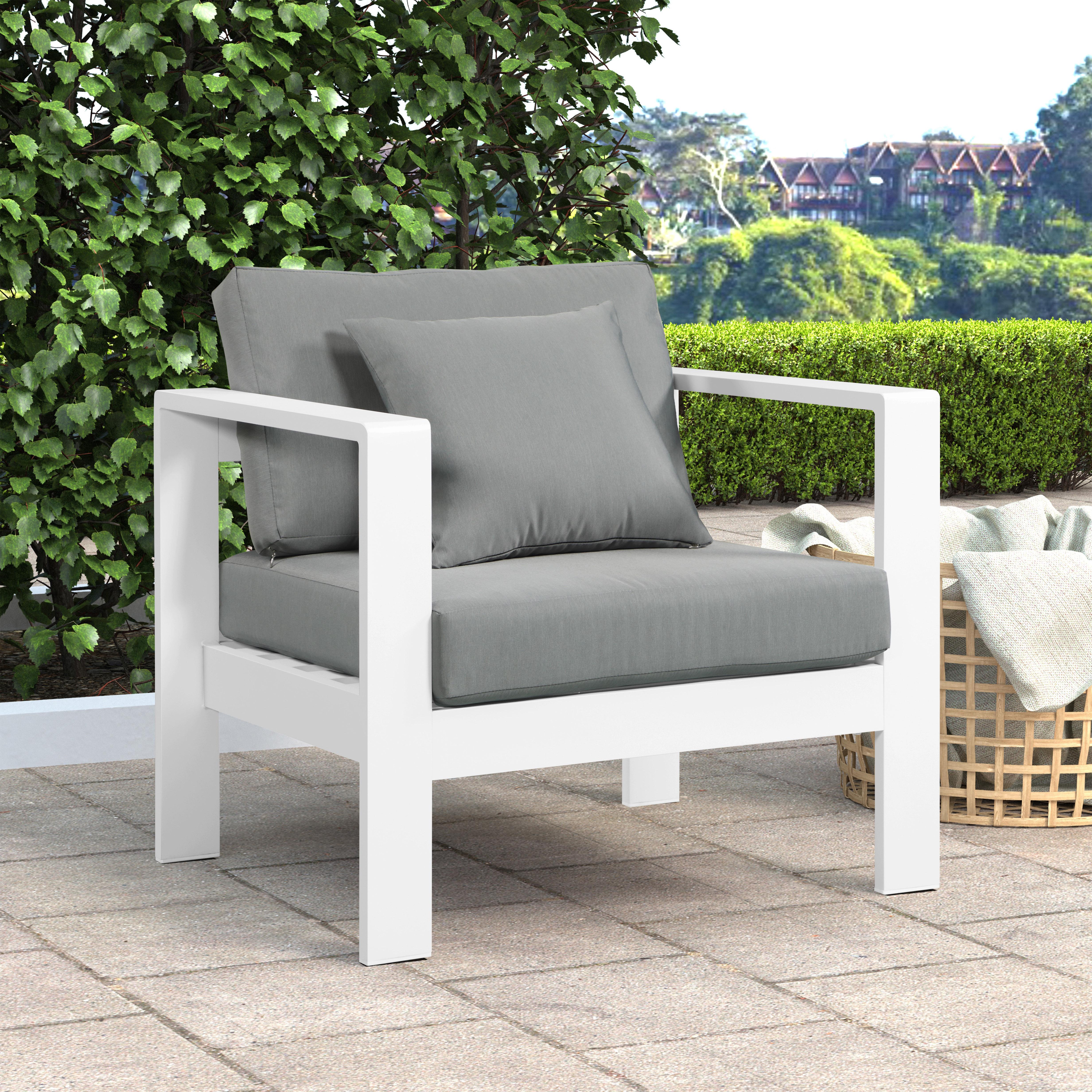 Nizuc Grey Waterproof Fabric Outdoor Patio Aluminum Arm Chair