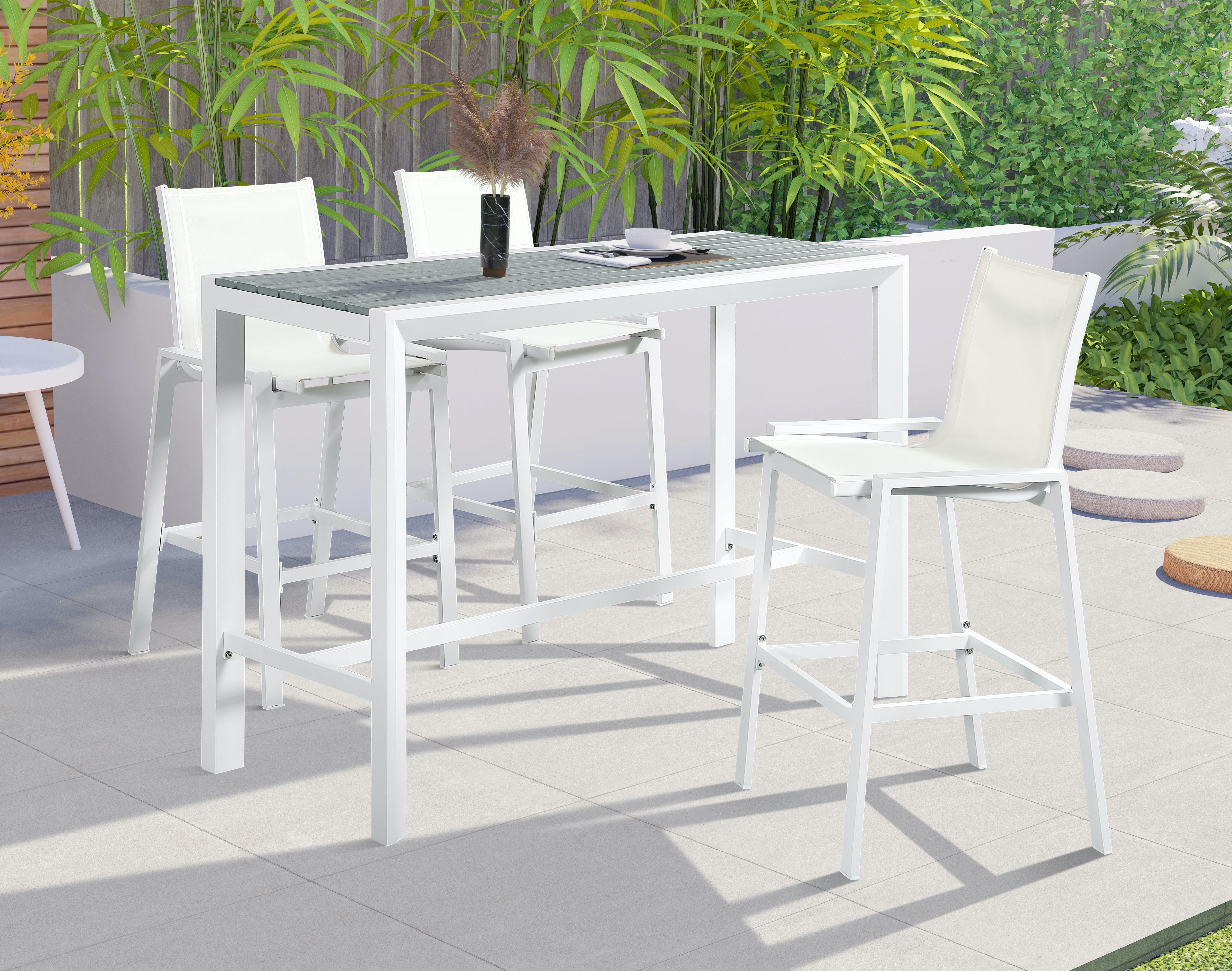 Nizuc Grey manufactured wood Outdoor Patio Aluminum Rectangle Bar Table