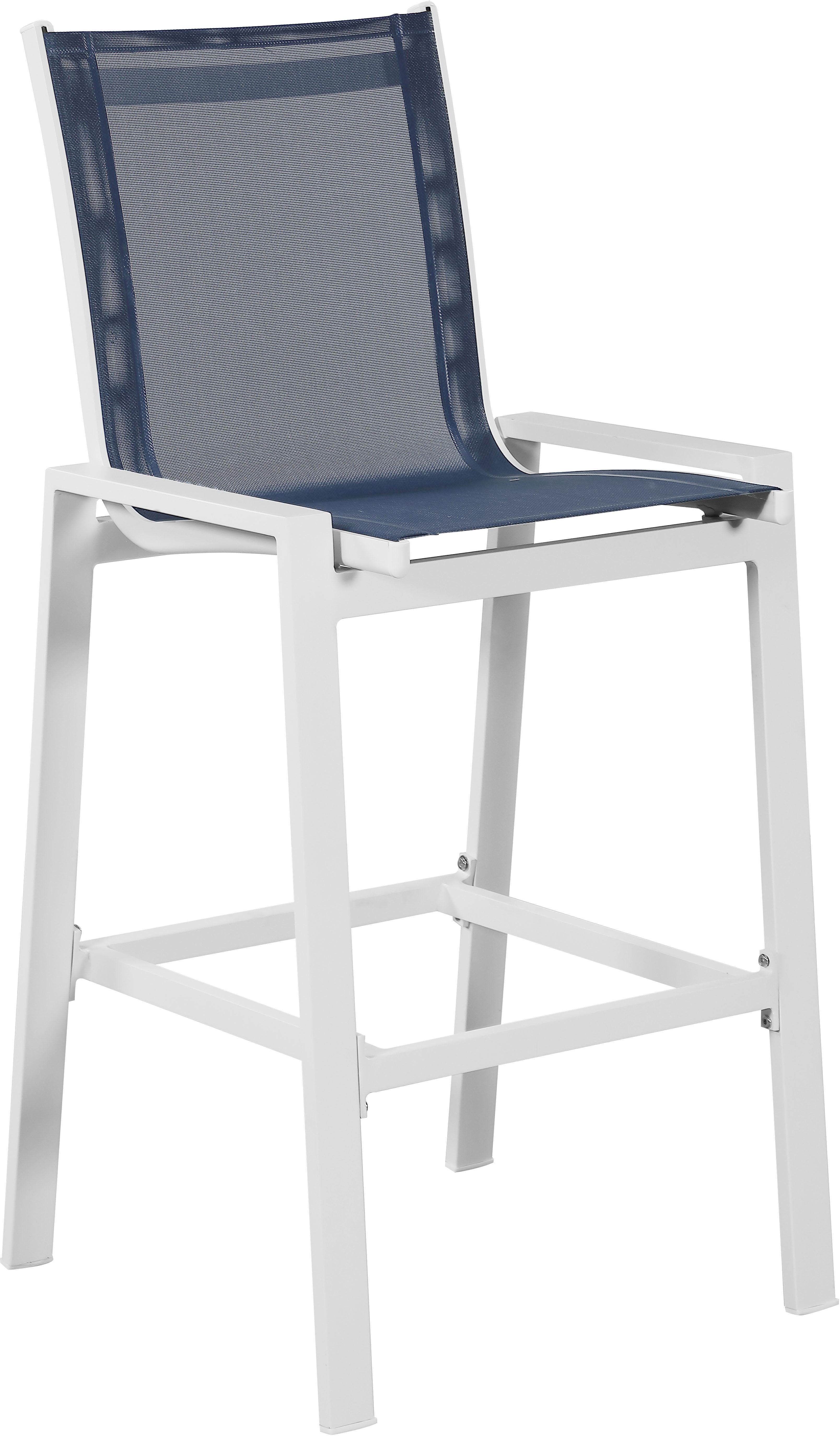 Nizuc Navy Mesh Waterproof Fabric Outdoor Patio Aluminum Mesh Barstool