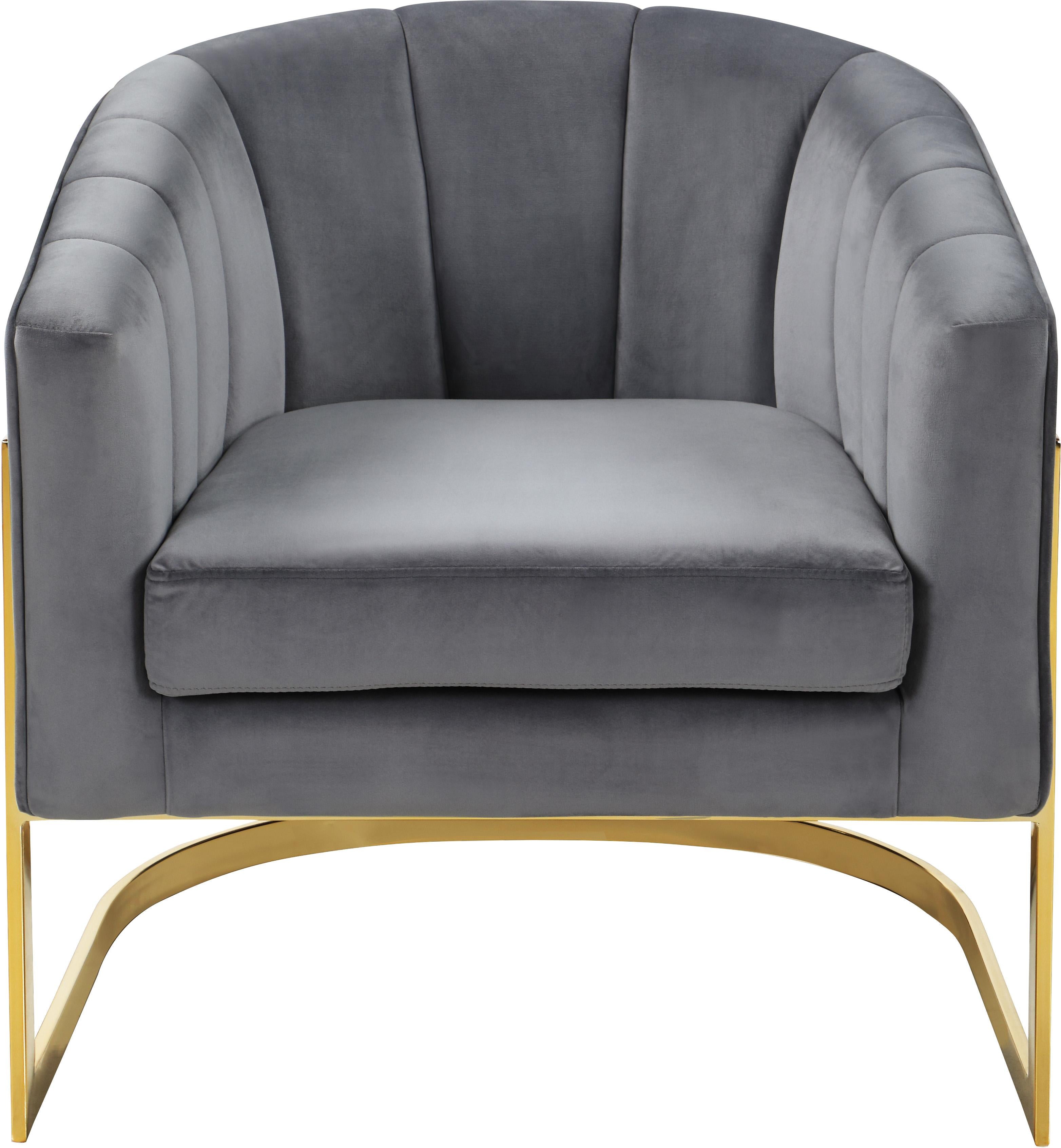 Carter Grey Velvet Accent Chair