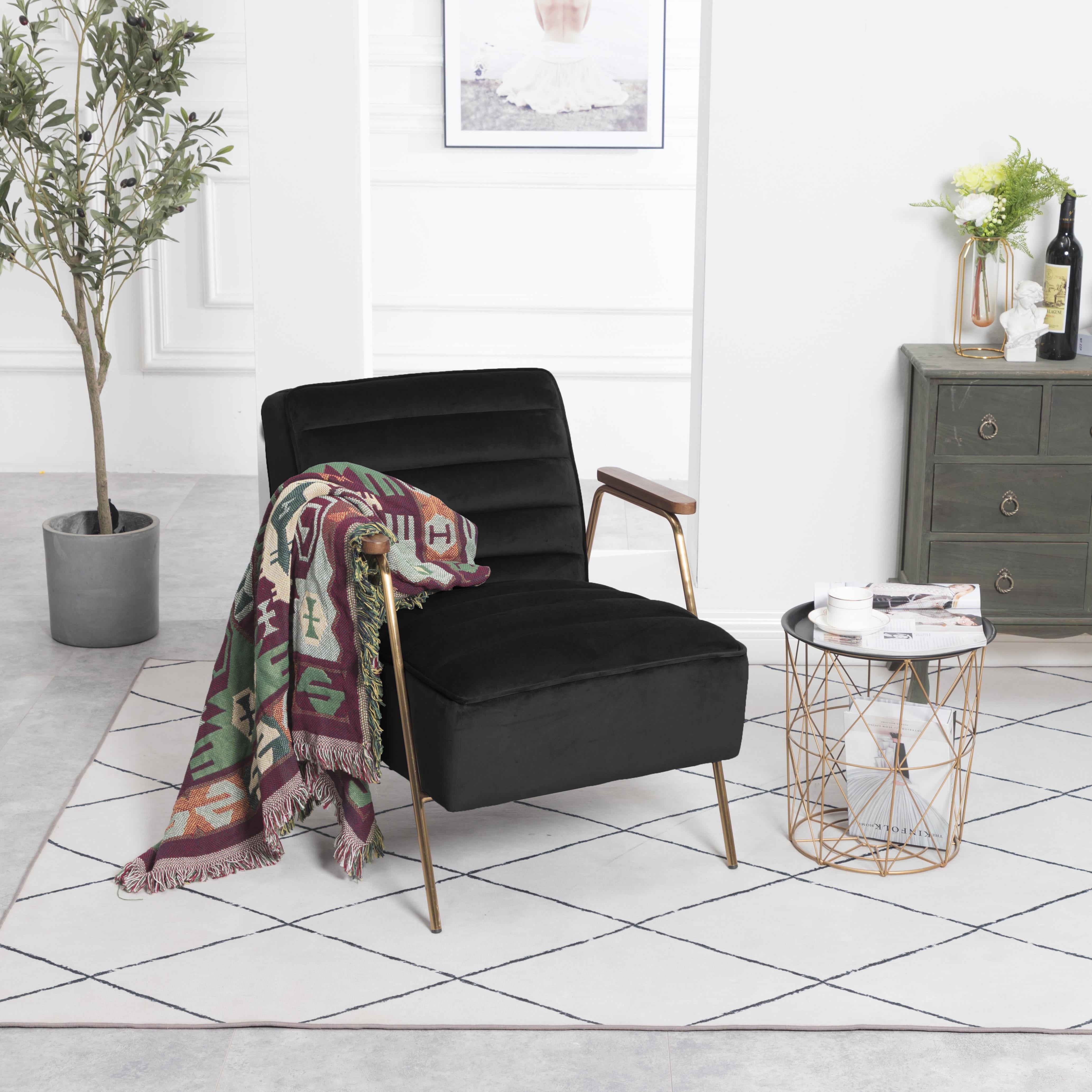 Woodford Black Velvet Accent Chair