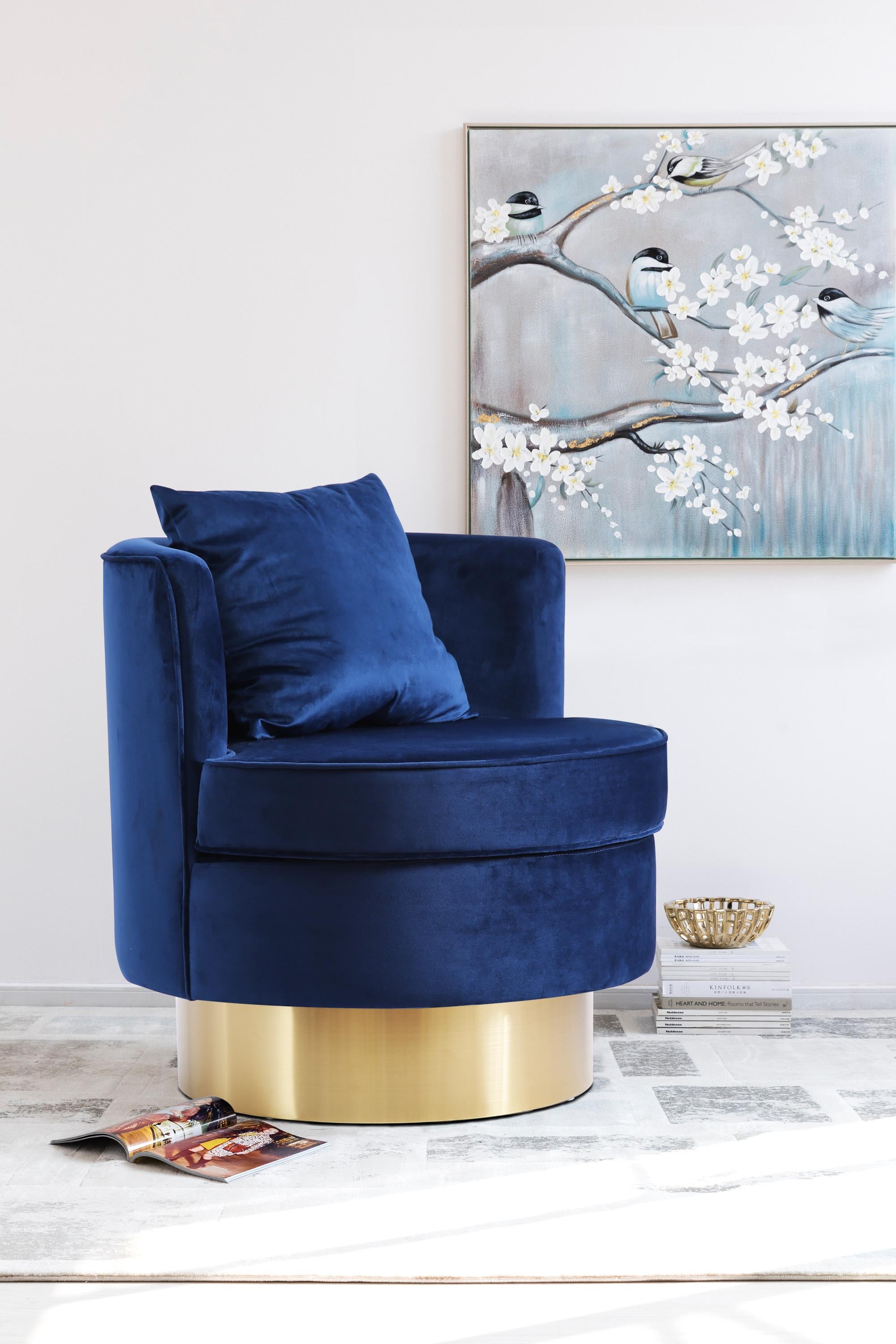 Kendra Navy Velvet Accent Chair