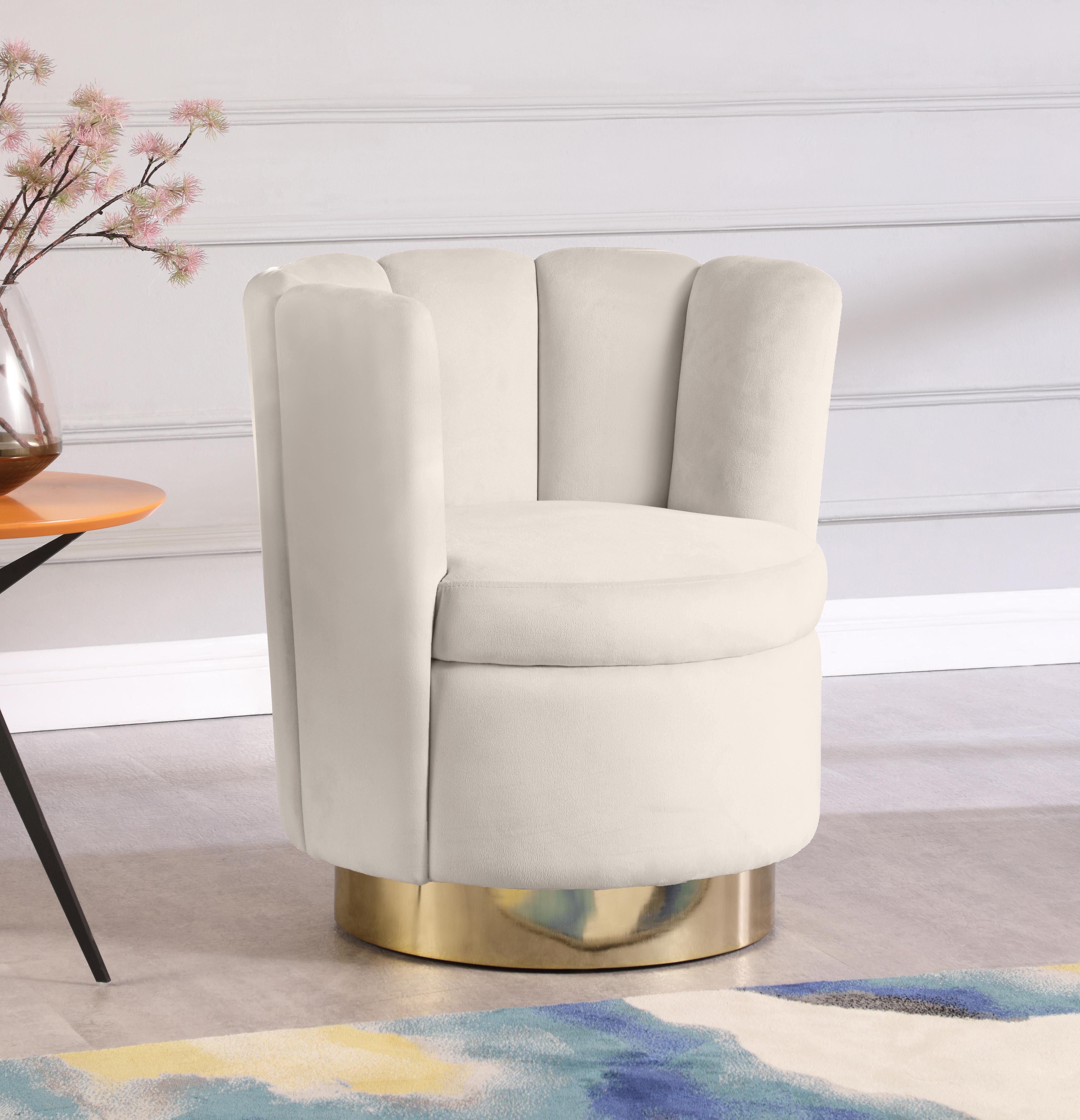 Lily Cream Velvet Accent Chair