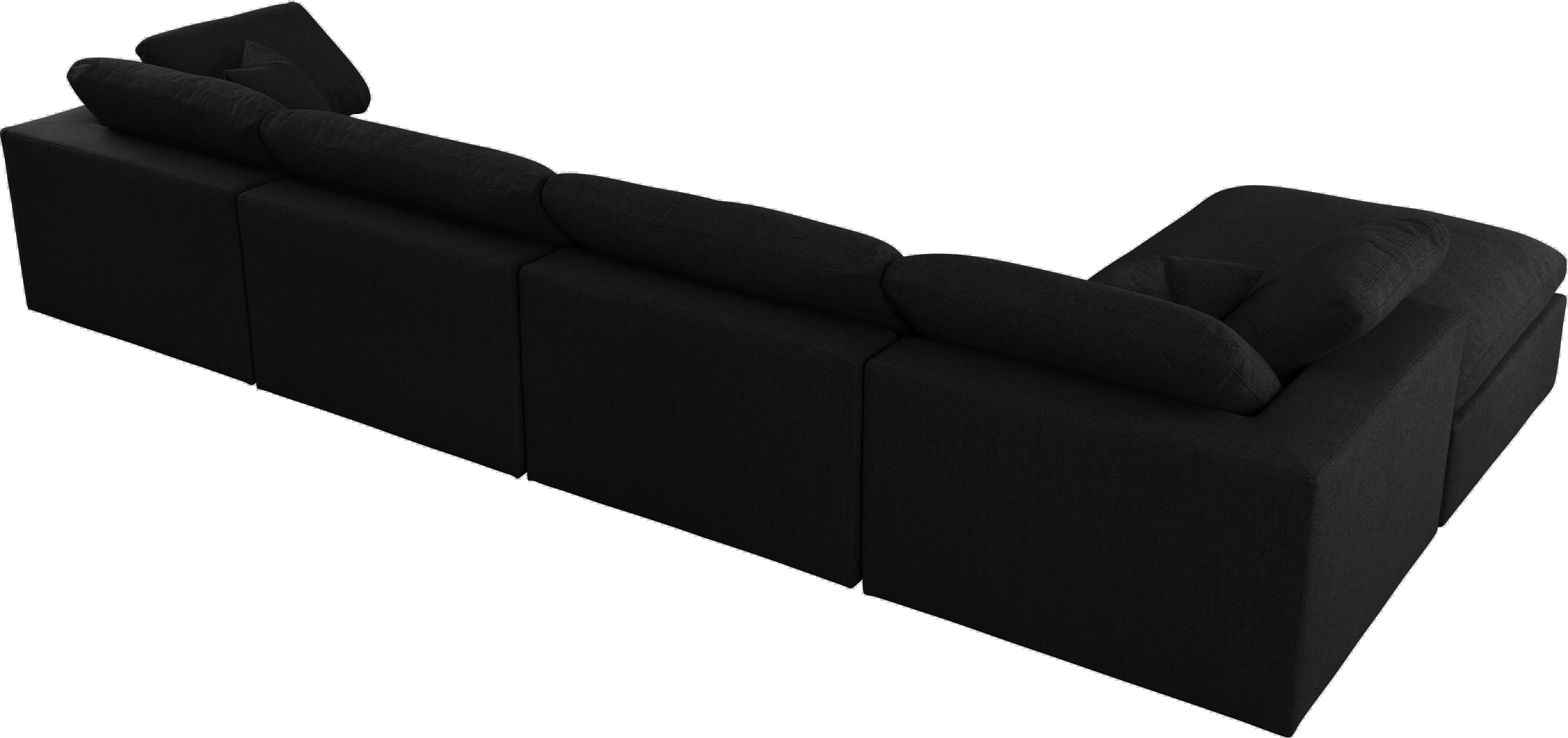 Serene Black Linen Fabric Deluxe Cloud Modular Sectional