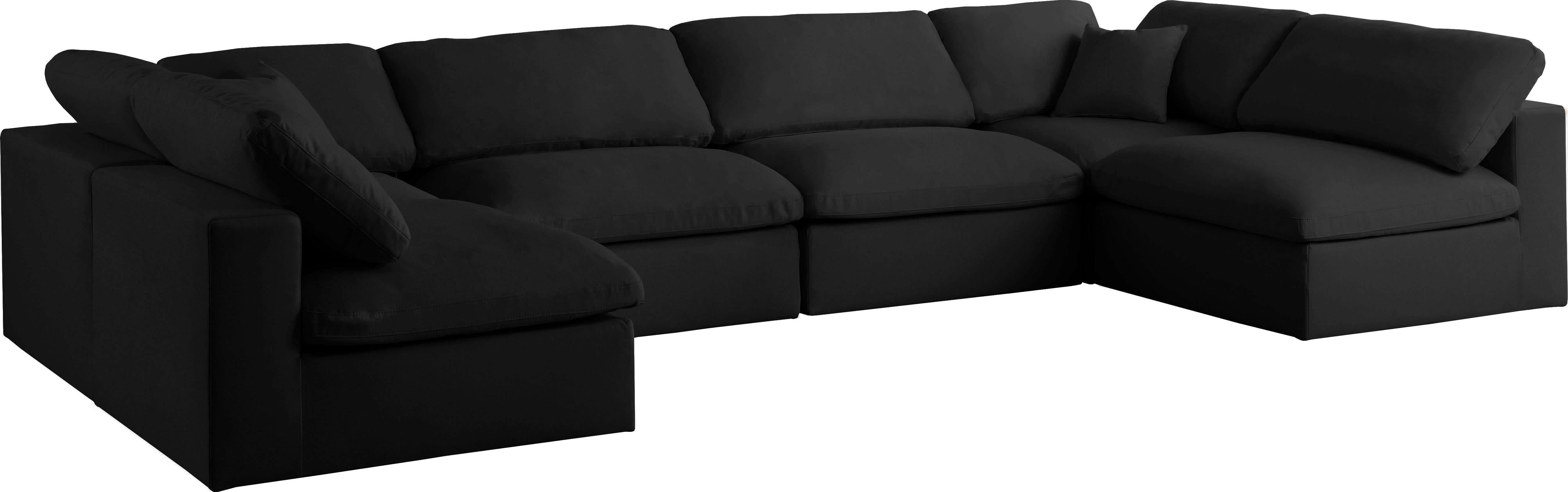 Serene Black Linen Fabric Deluxe Cloud Modular Sectional