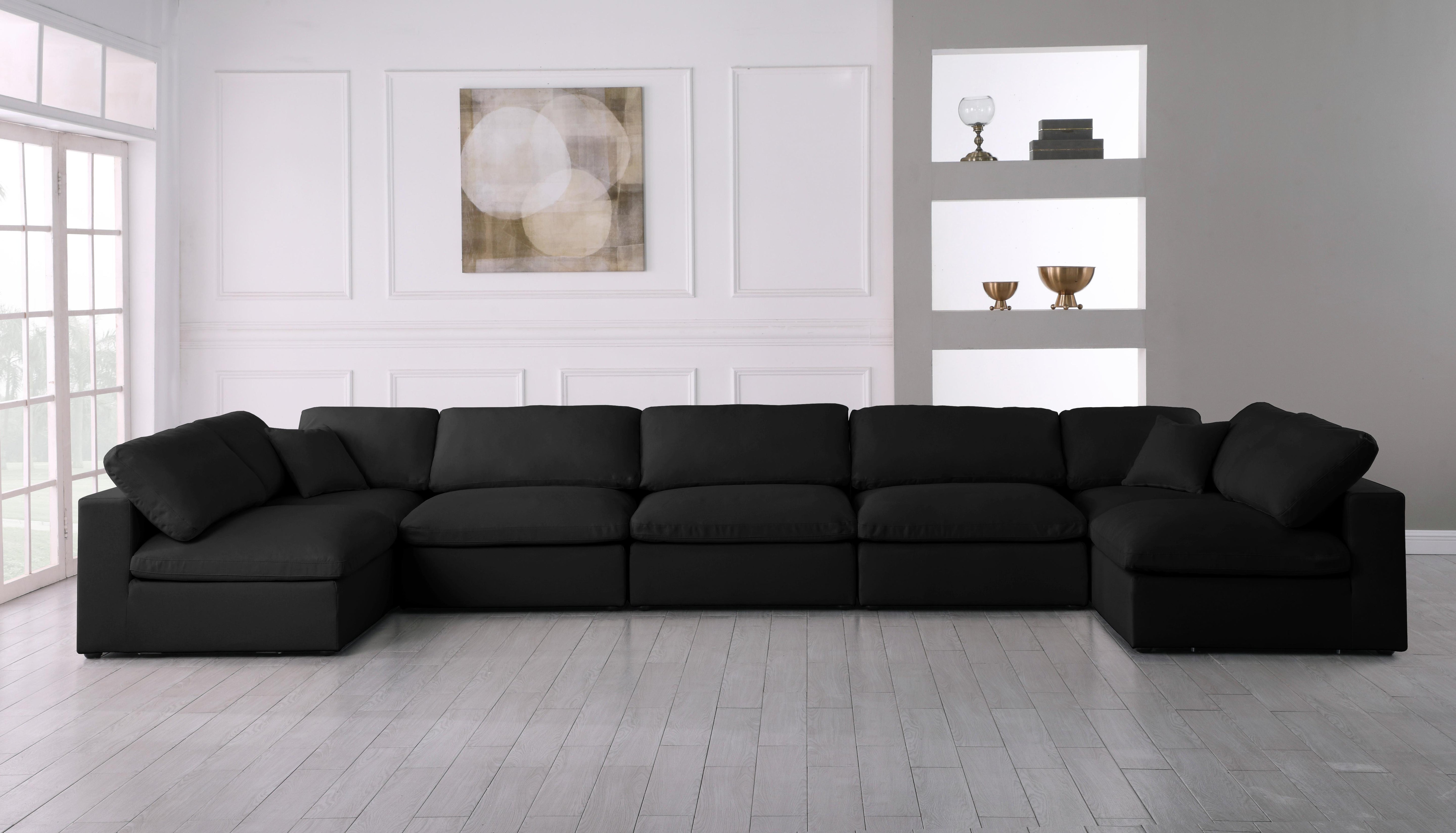 Serene Black Linen Fabric Deluxe Cloud Modular Sectional