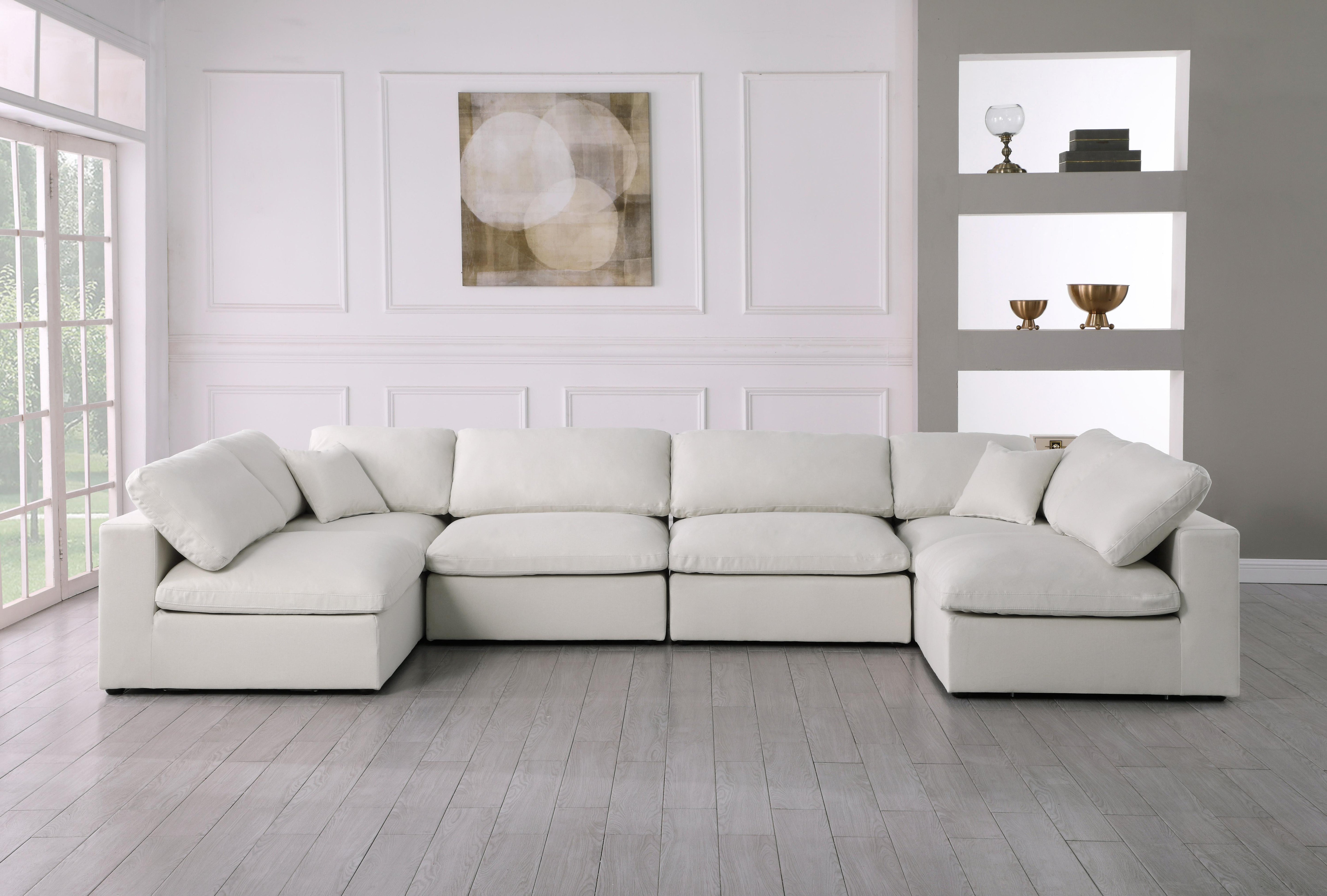 Serene Cream Linen Fabric Deluxe Cloud Modular Sectional