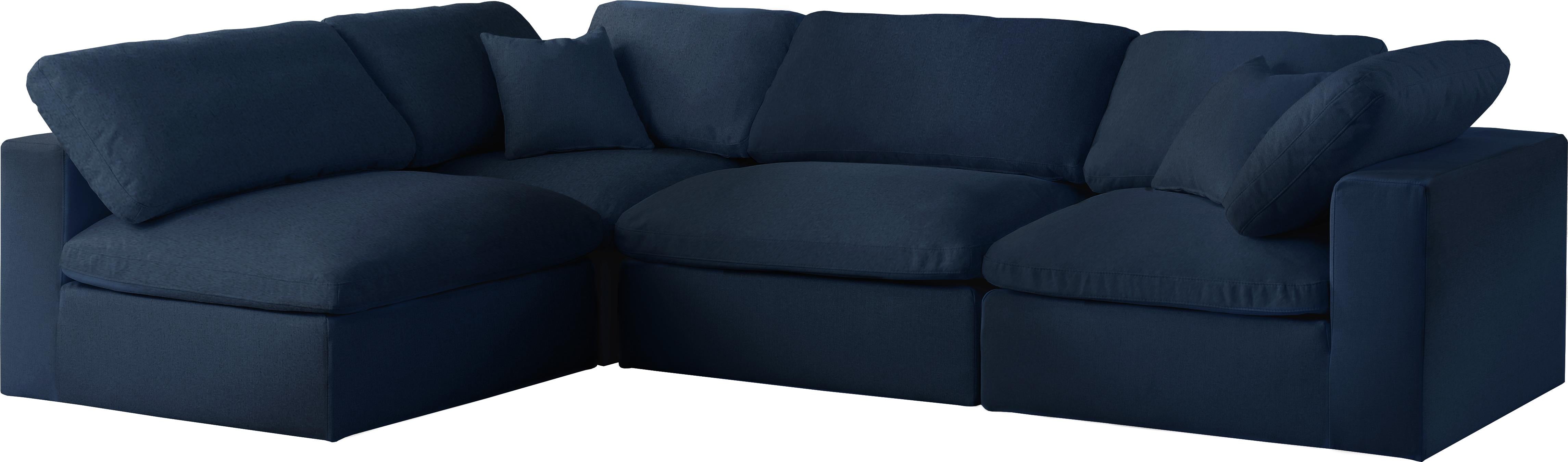 Serene Navy Linen Fabric Deluxe Cloud Modular Sectional