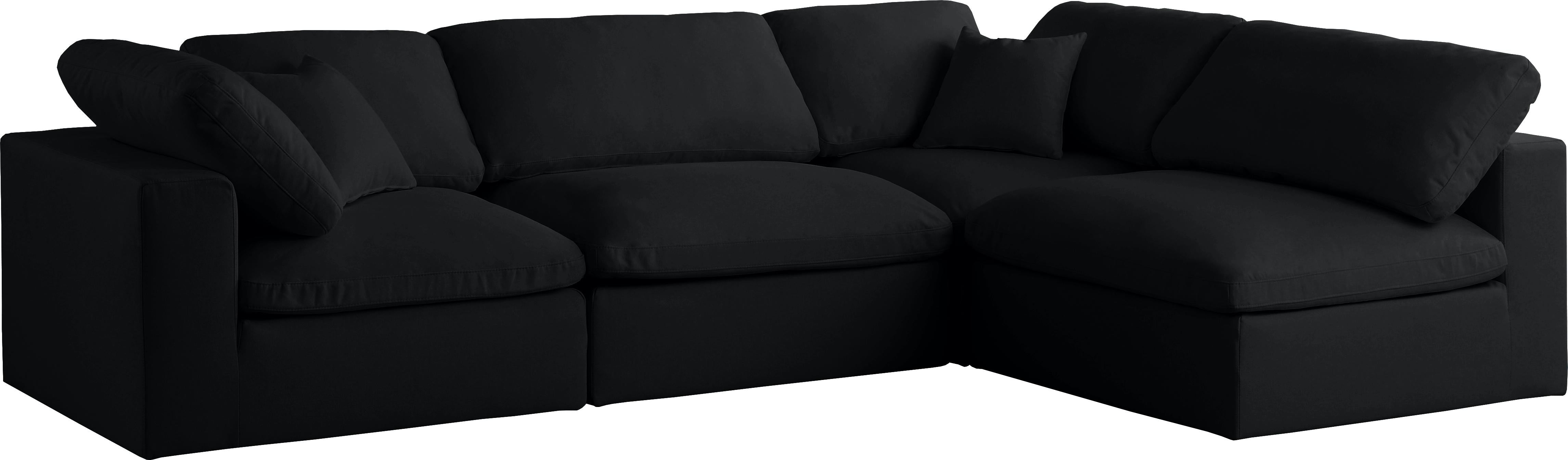 Plush Black Velvet Standard Cloud Modular Sectional