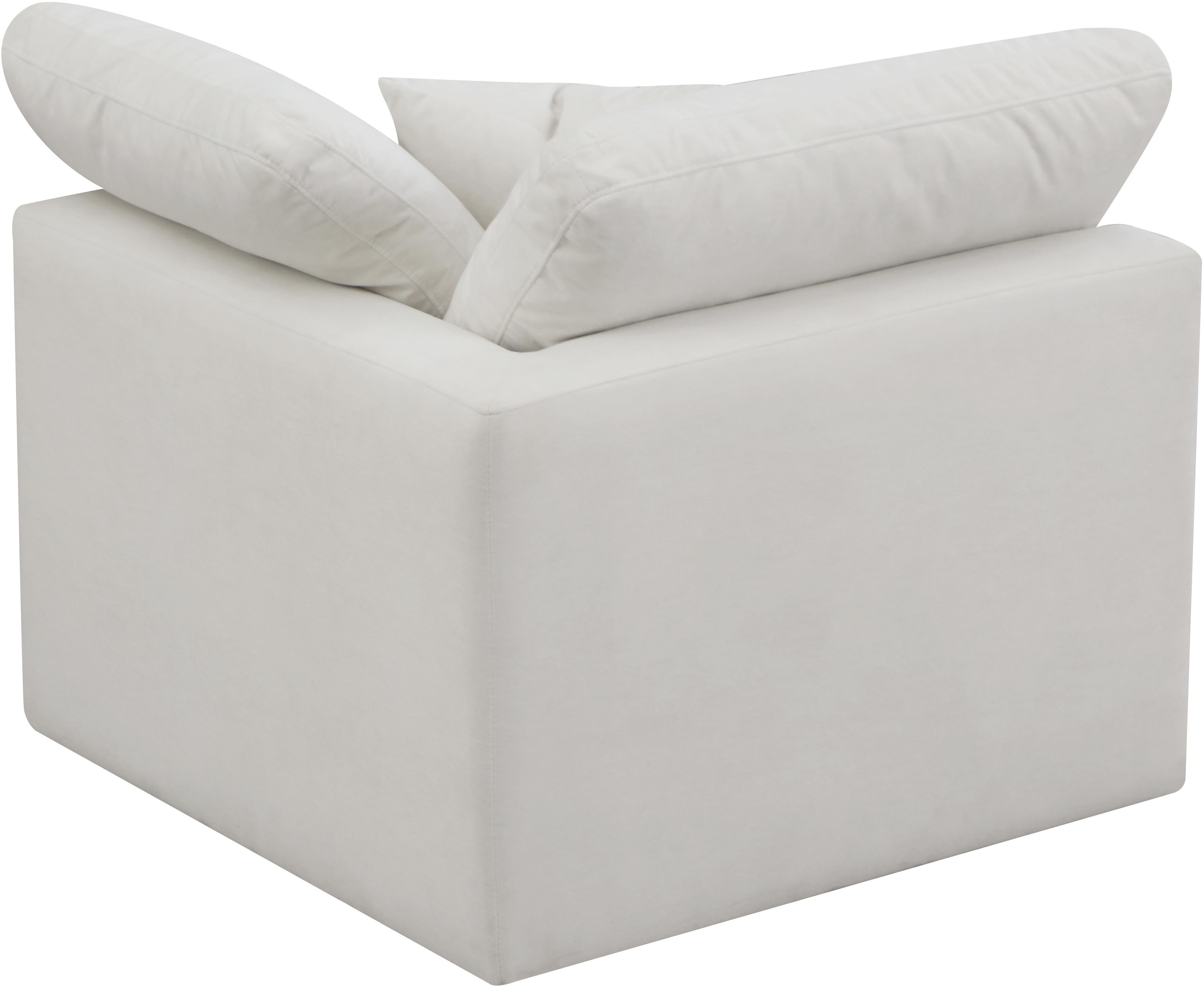 Plush Cream Velvet Standard Cloud Modular Corner Chair