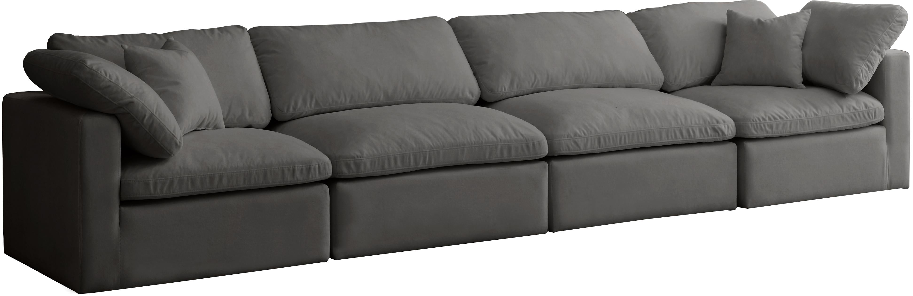 Plush Grey Velvet Standard Cloud Modular Sofa