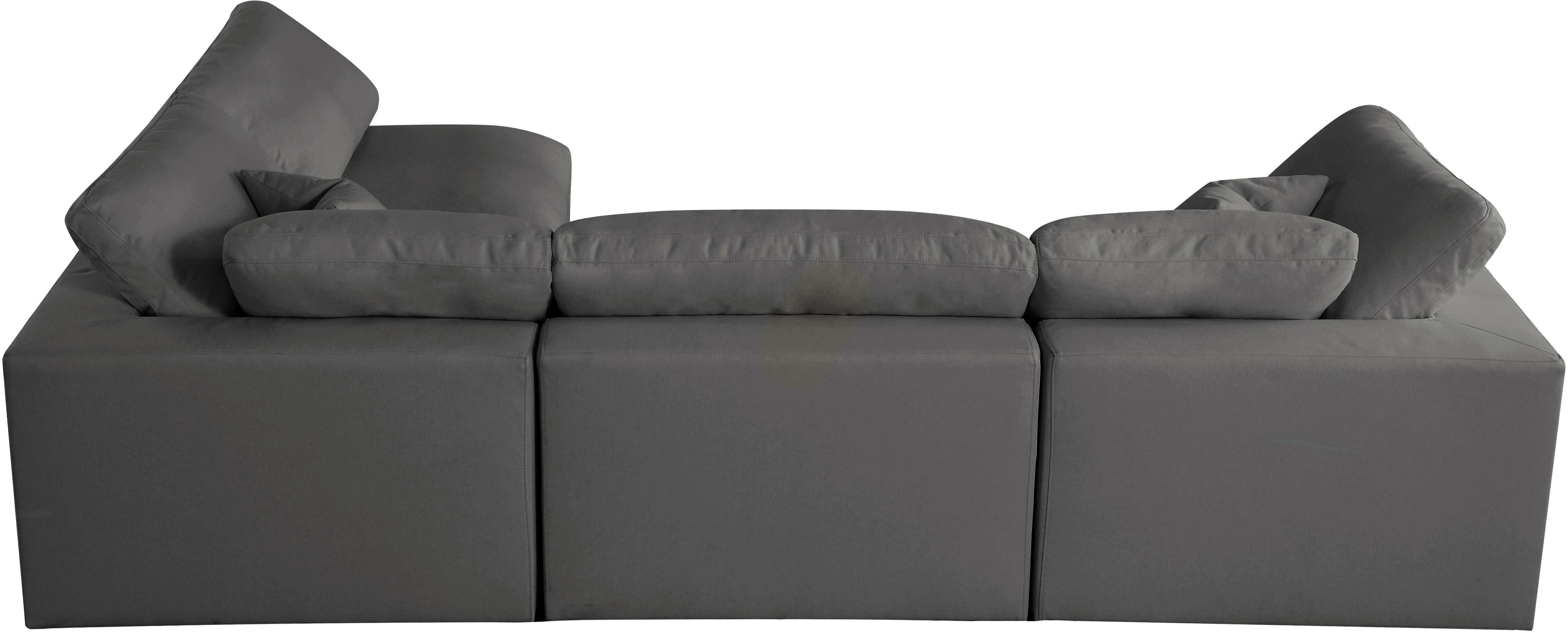 Plush Grey Velvet Standard Cloud Modular Sectional