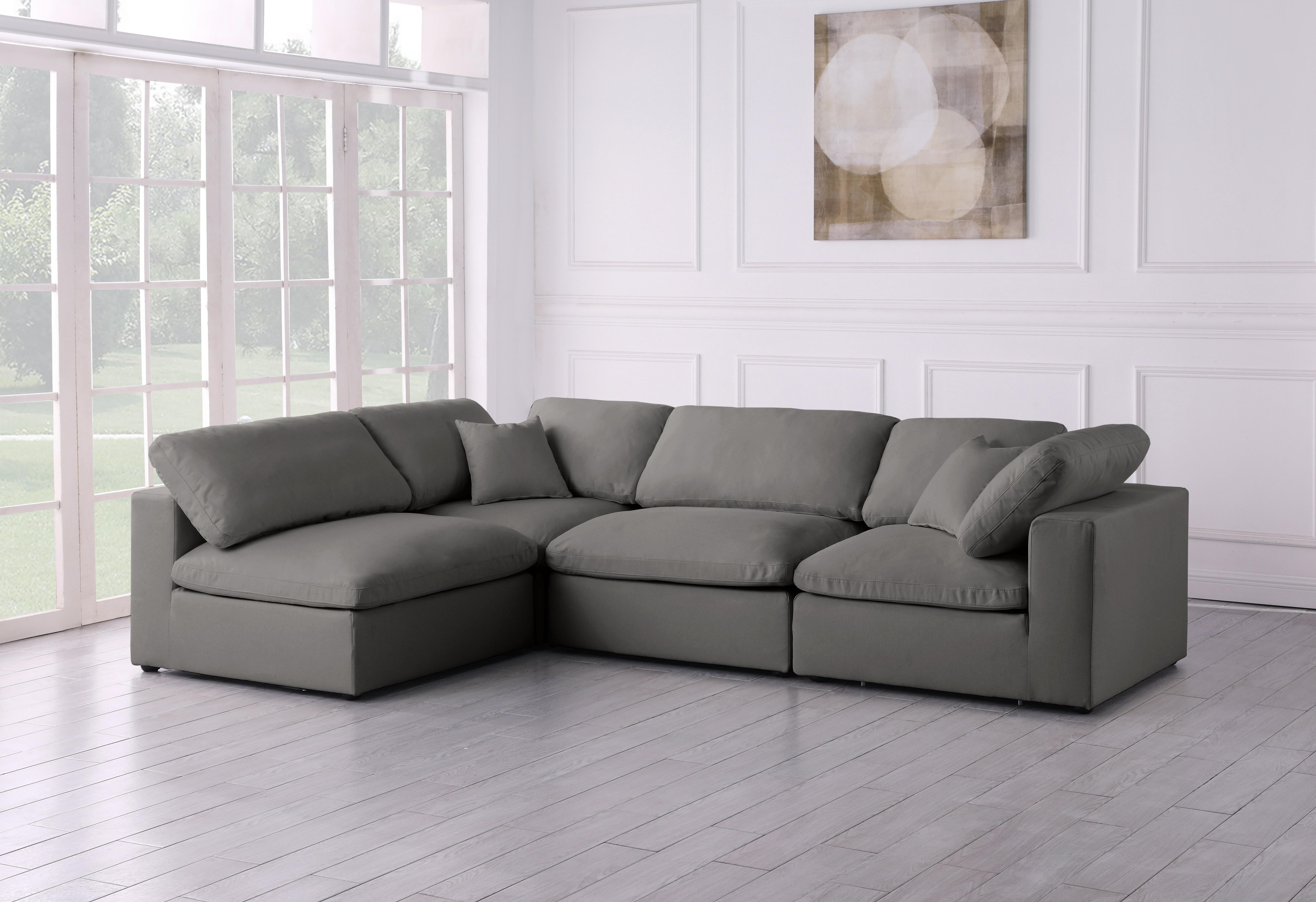 Plush Grey Velvet Standard Cloud Modular Sectional