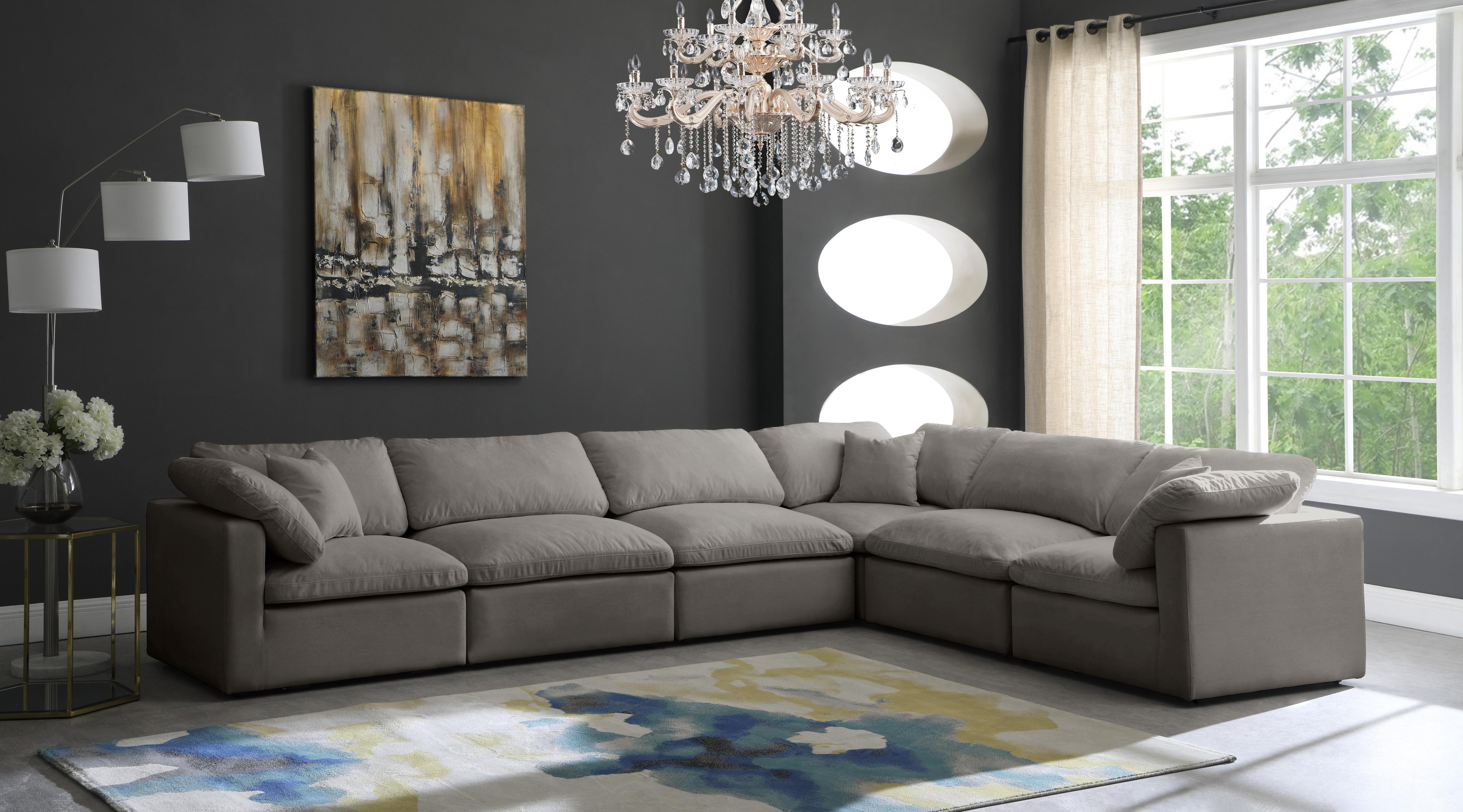 Plush Grey Velvet Standard Cloud Modular Sectional