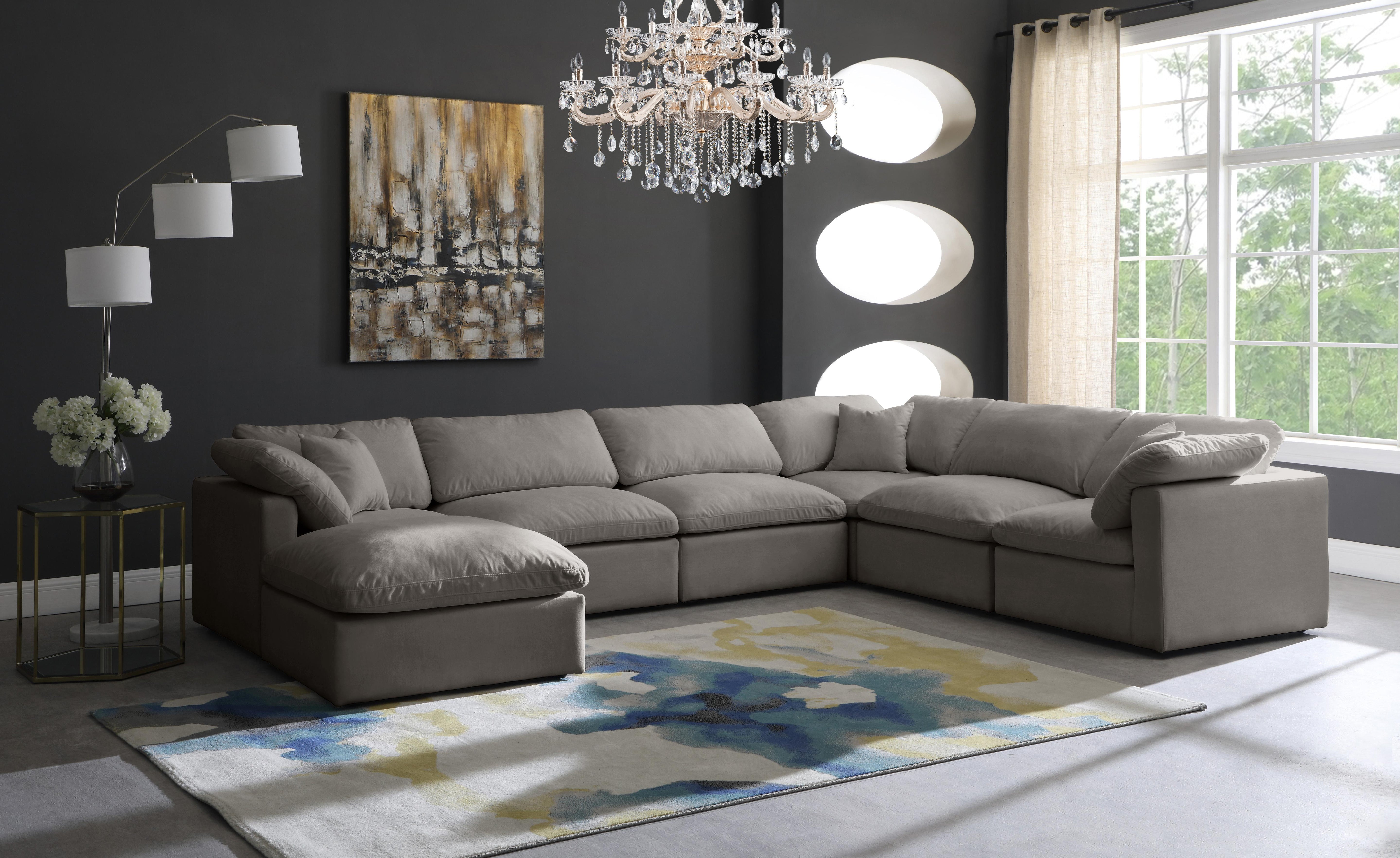 Plush Grey Velvet Standard Cloud Modular Sectional