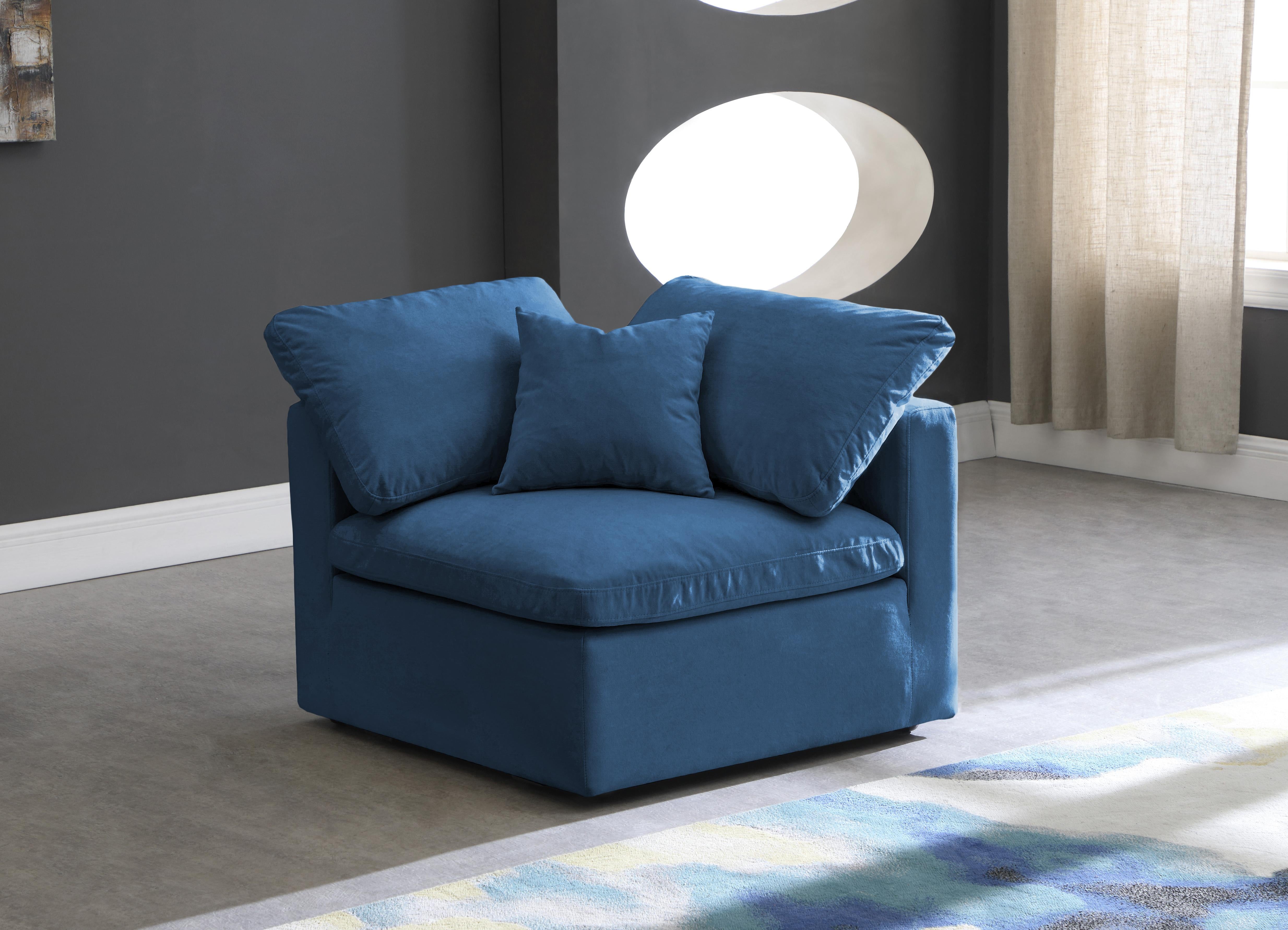 Plush Navy Velvet Standard Cloud Modular Corner Chair