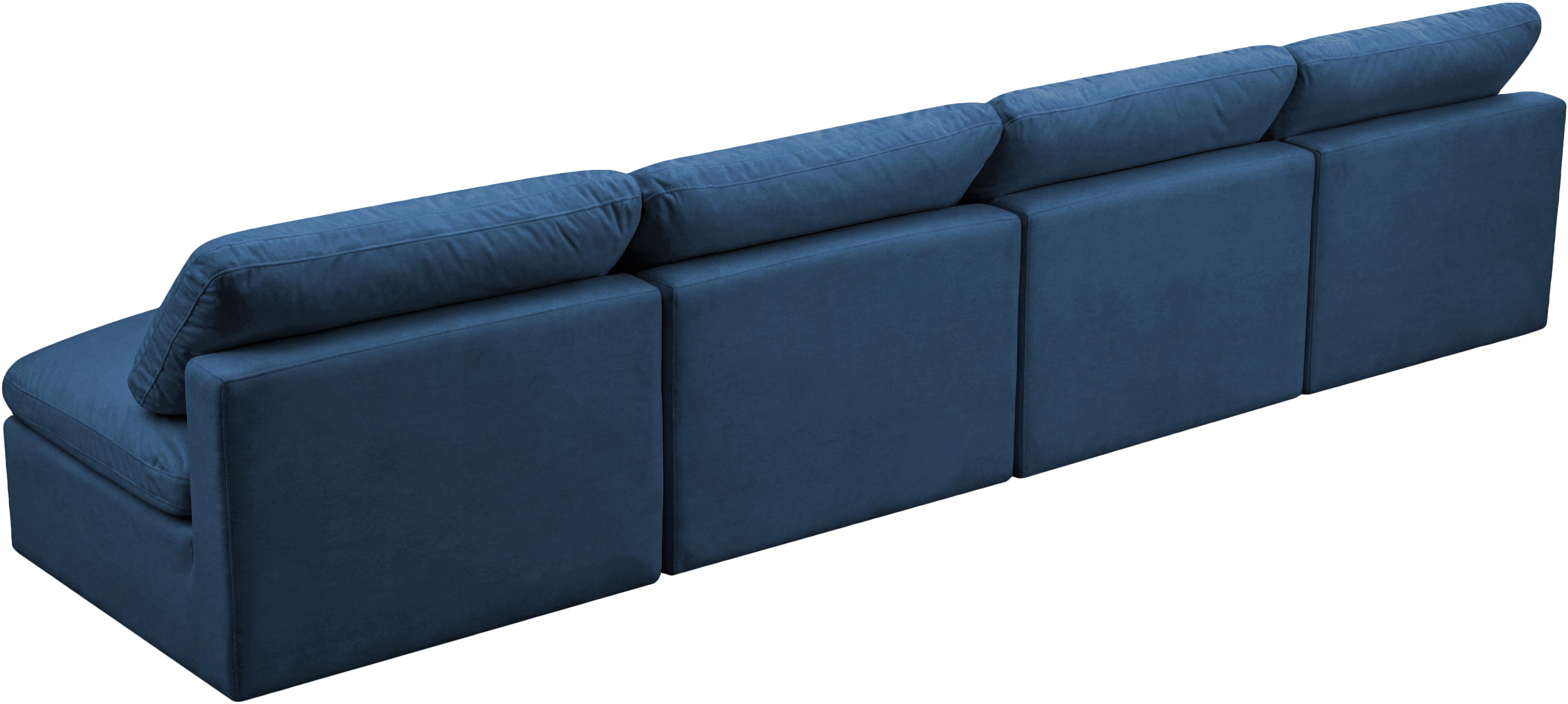 Plush Navy Velvet Standard Cloud Modular Sofa