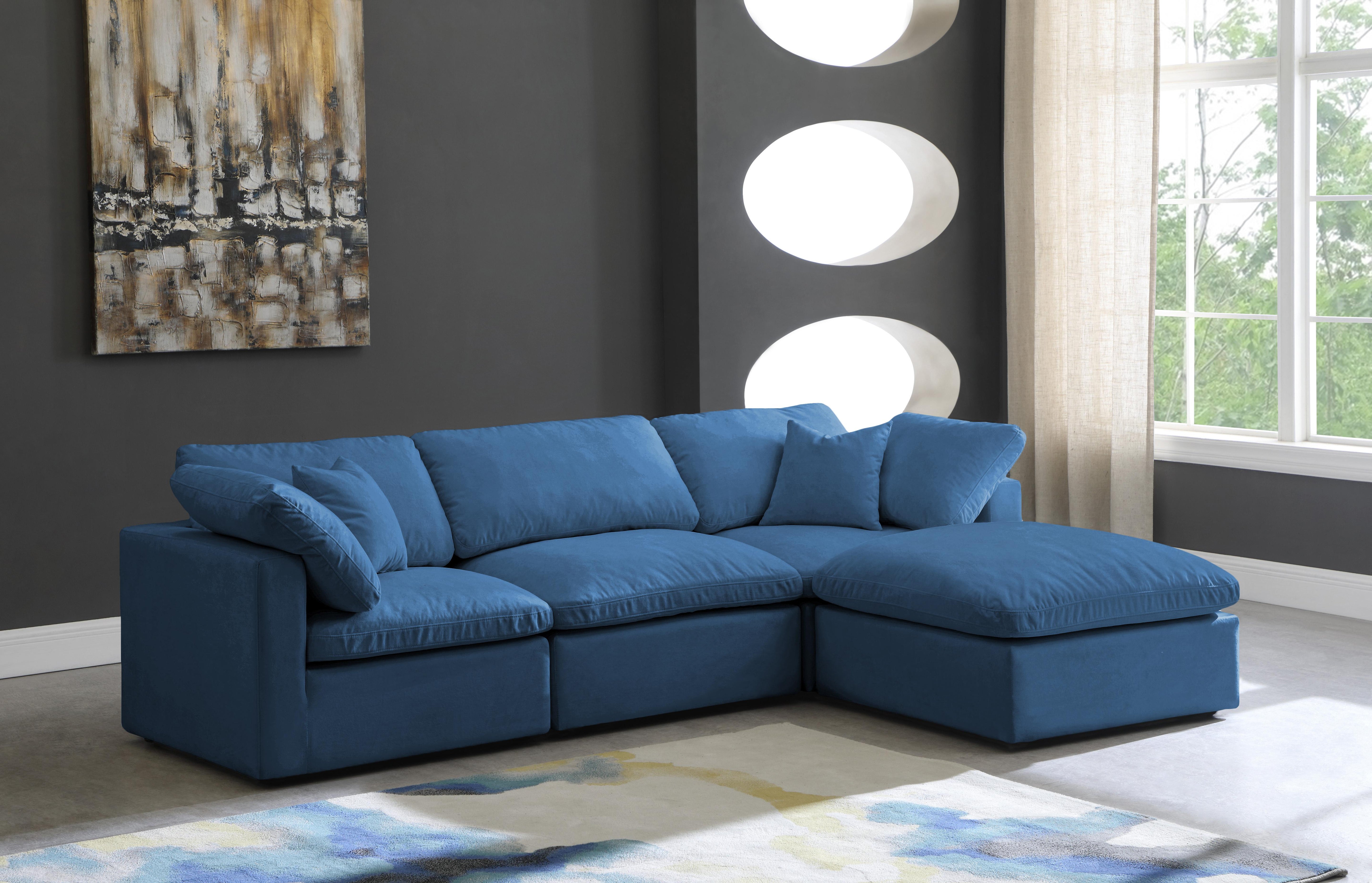 Plush Navy Velvet Standard Cloud Modular Sectional