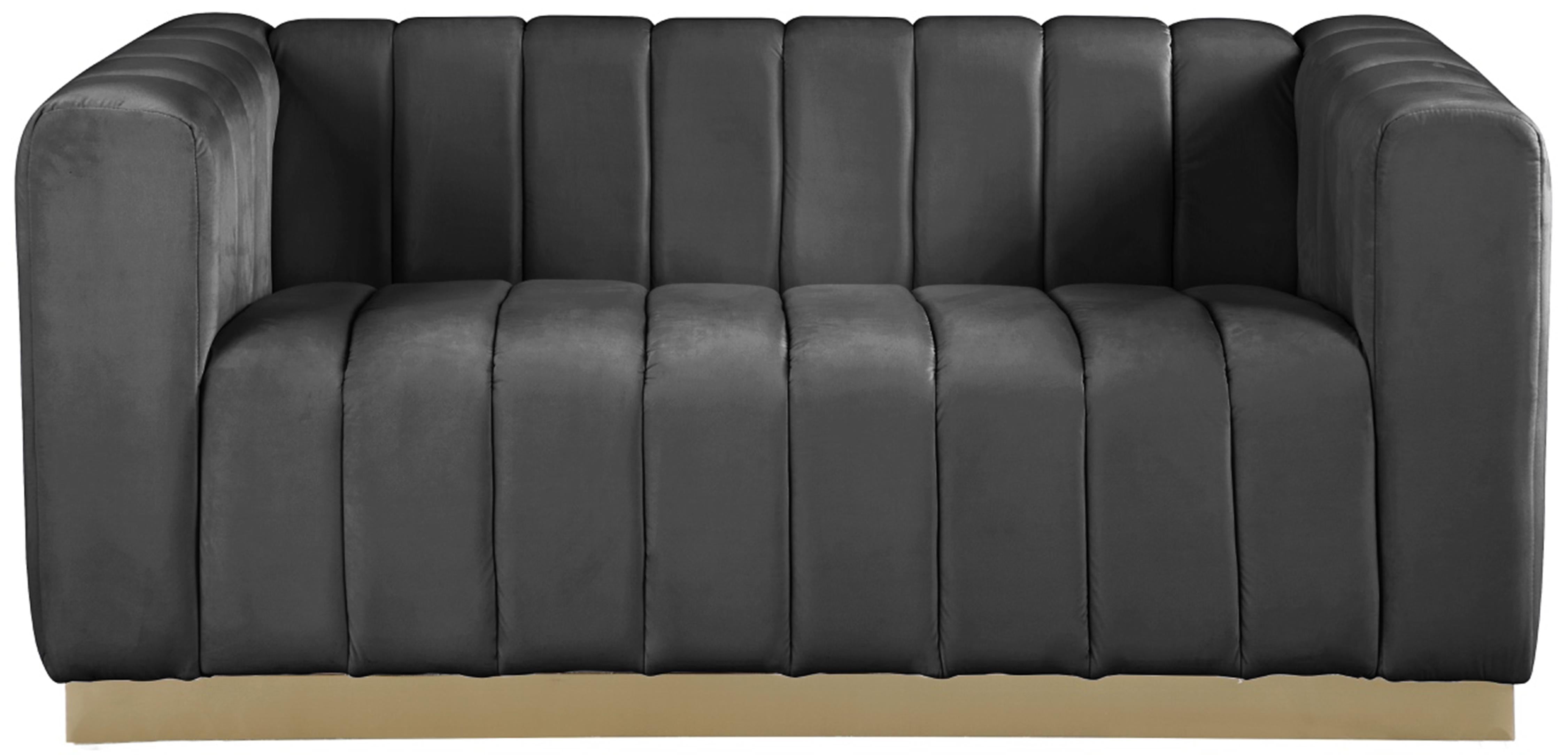 Marlon Grey Velvet Loveseat