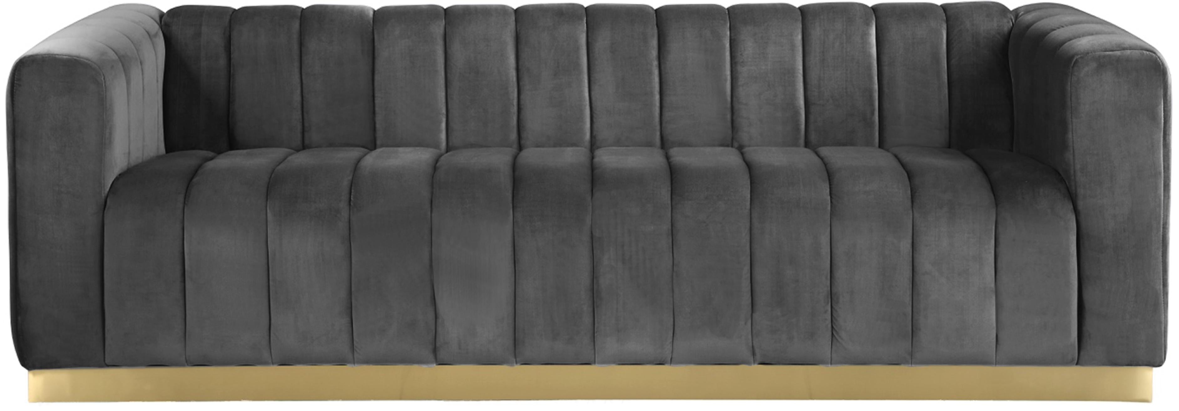 Marlon Grey Velvet Sofa