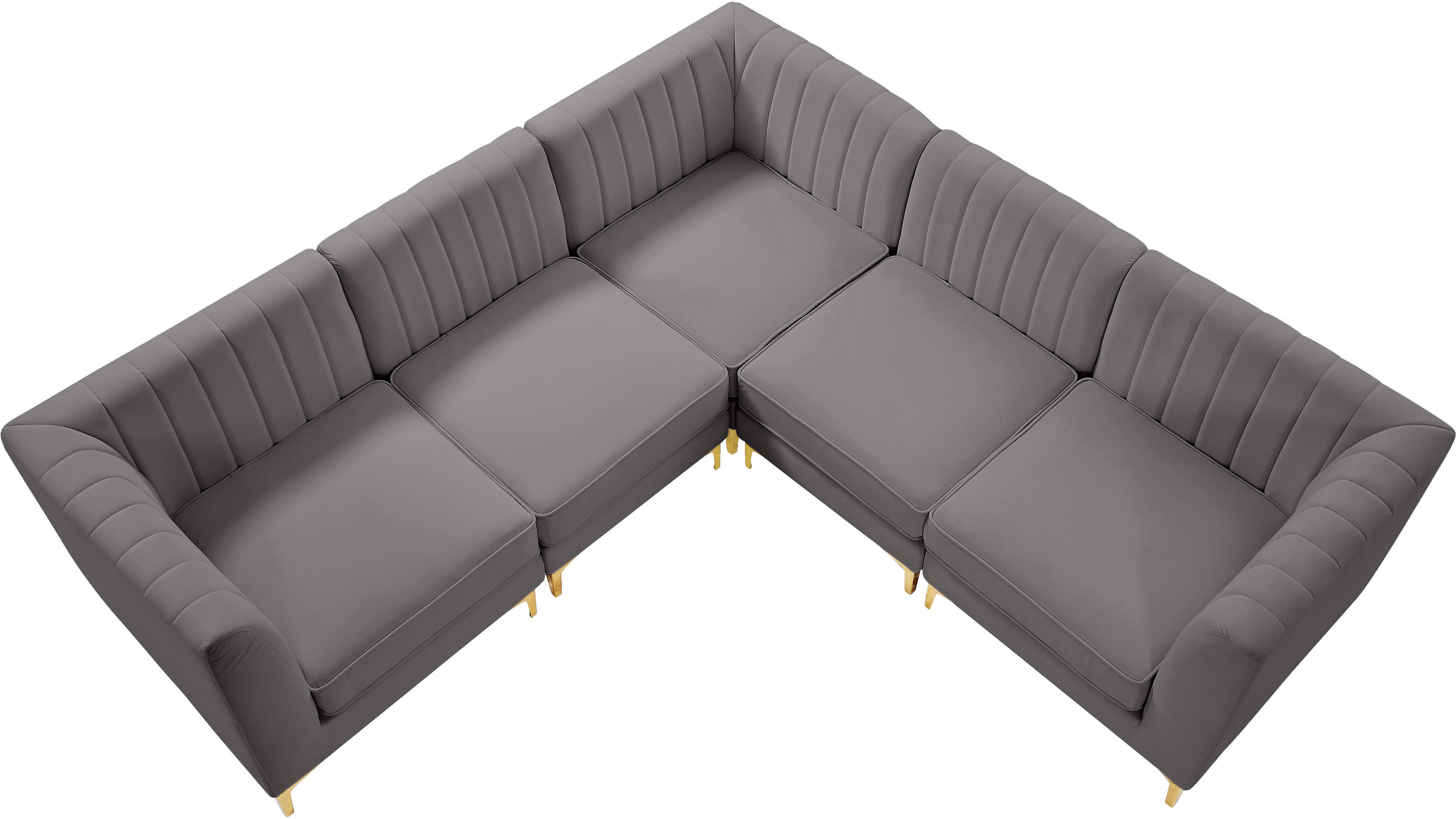 Alina Grey Velvet Modular Sectional