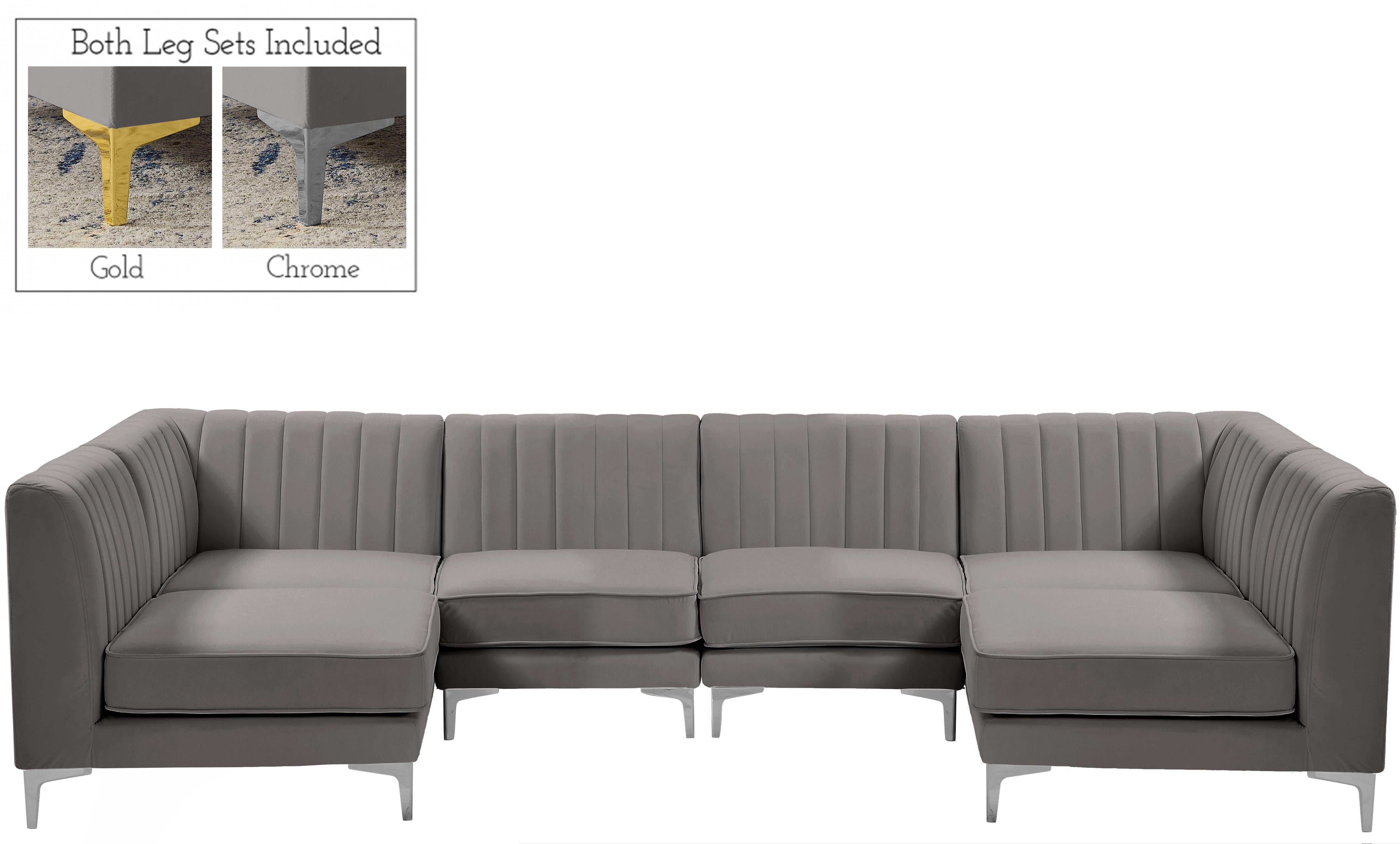 Alina Grey Velvet Modular Sectional