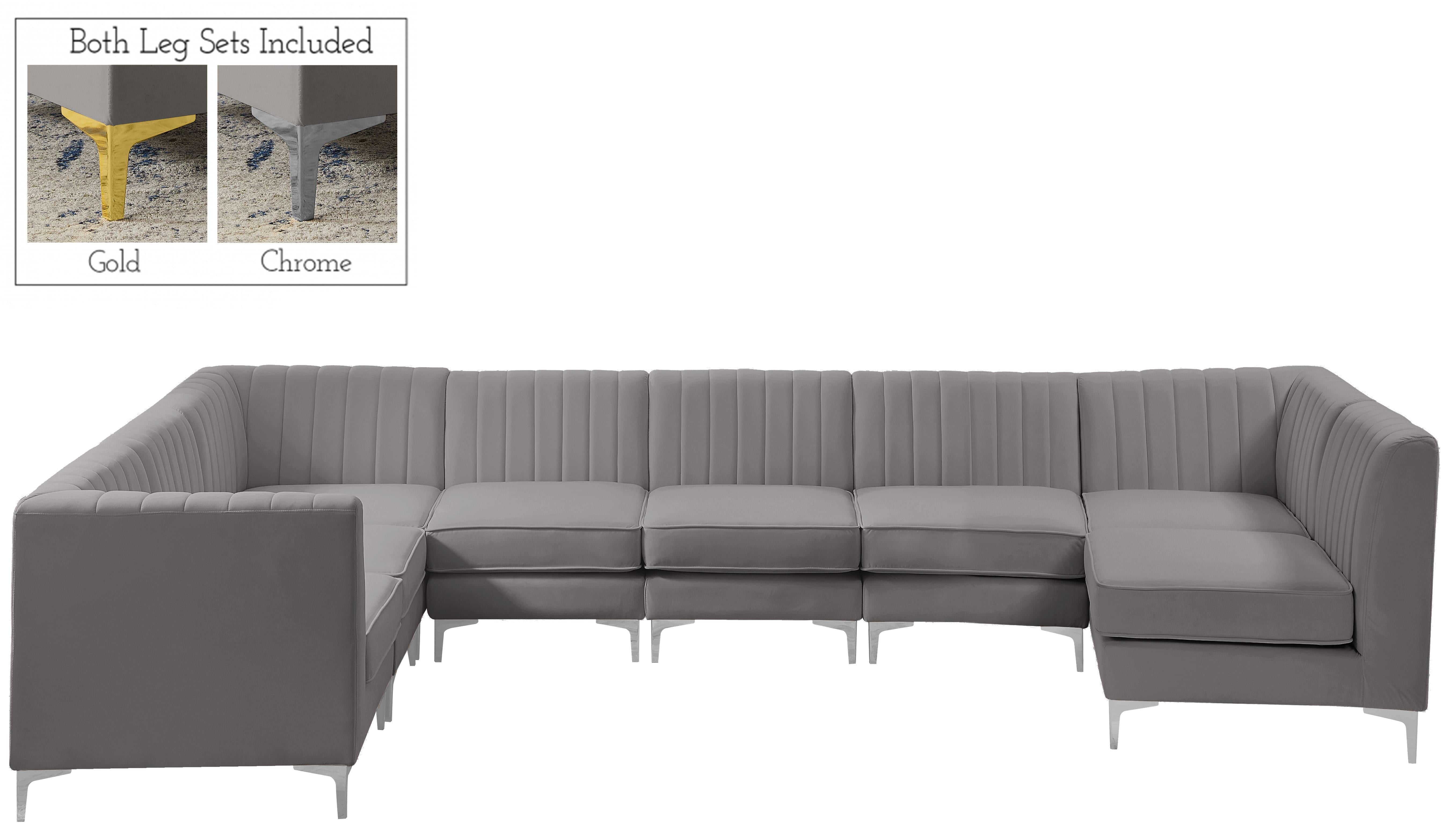 Alina Grey Velvet Modular Sectional