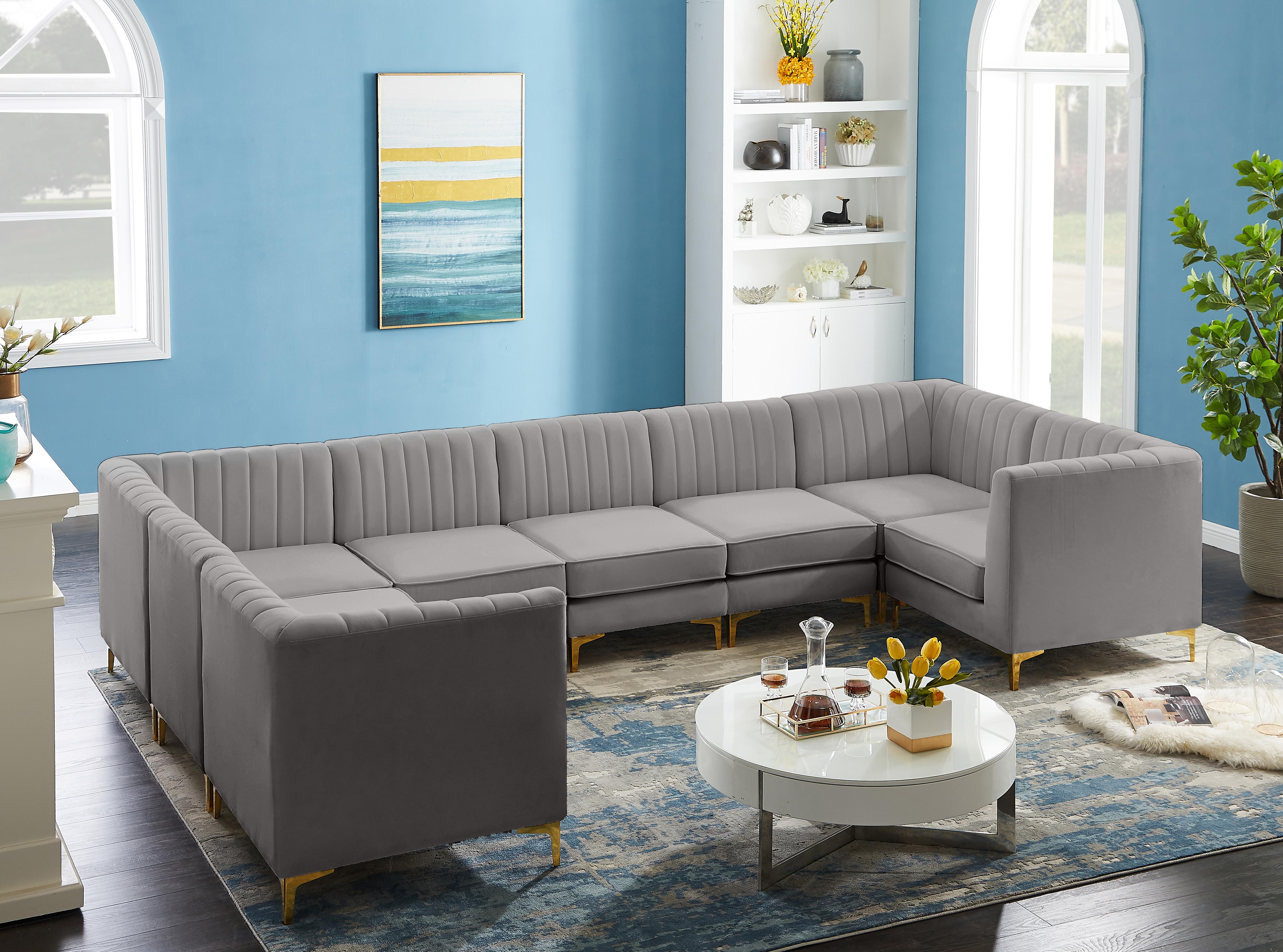 Alina Grey Velvet Modular Sectional