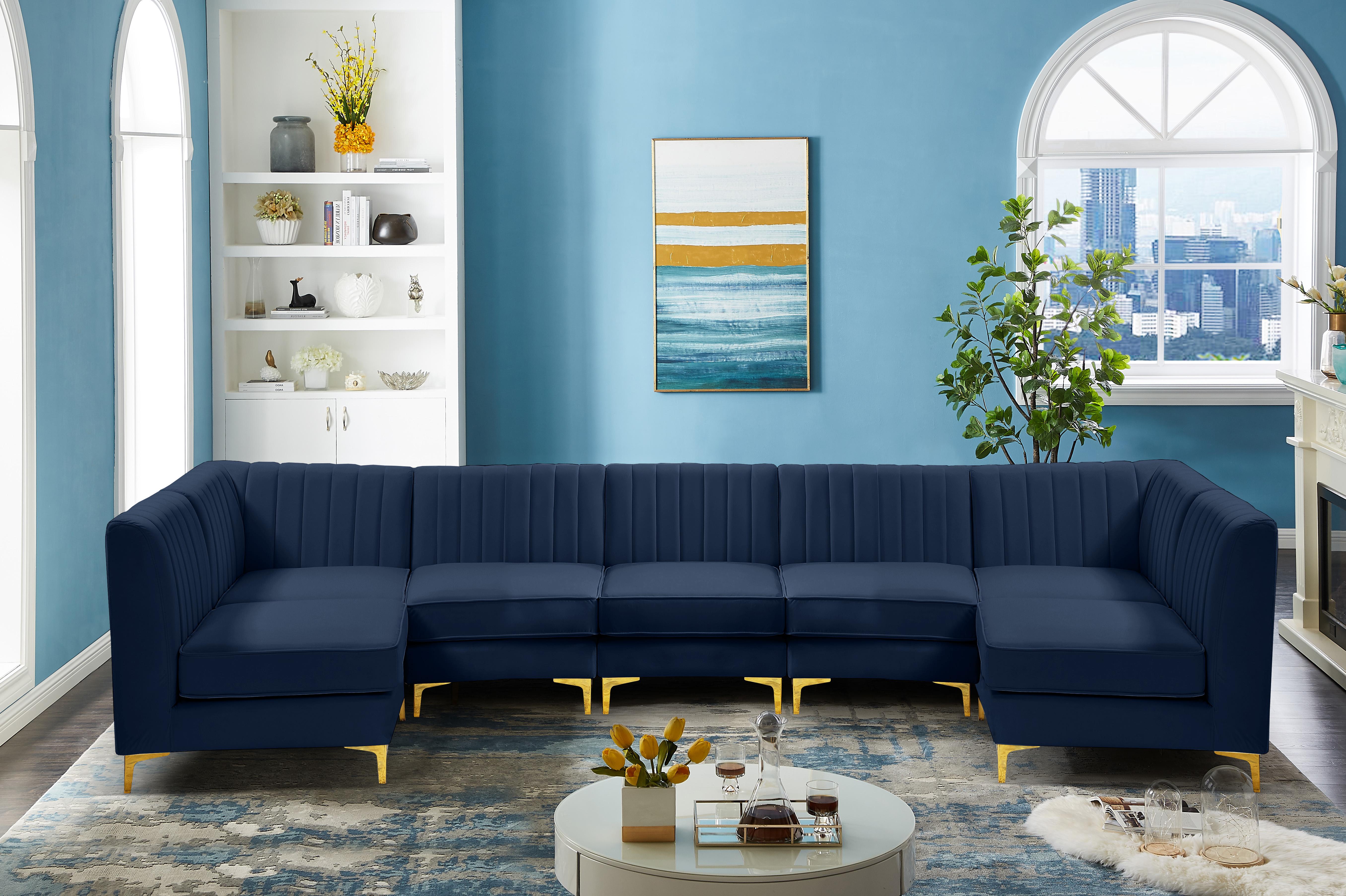 Alina Navy Velvet Modular Sectional