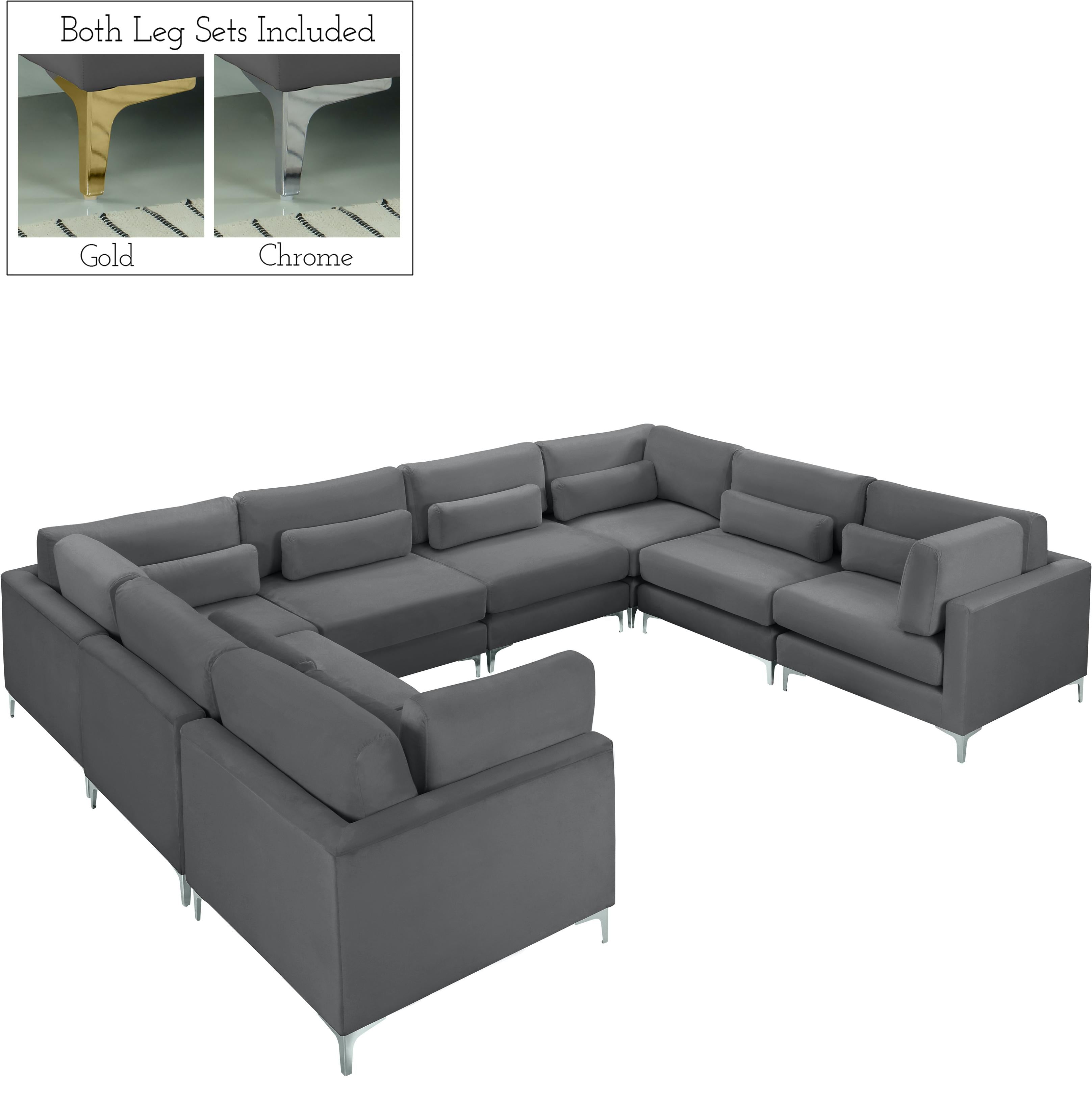 Julia Grey Velvet Modular Sectional (8 Boxes)