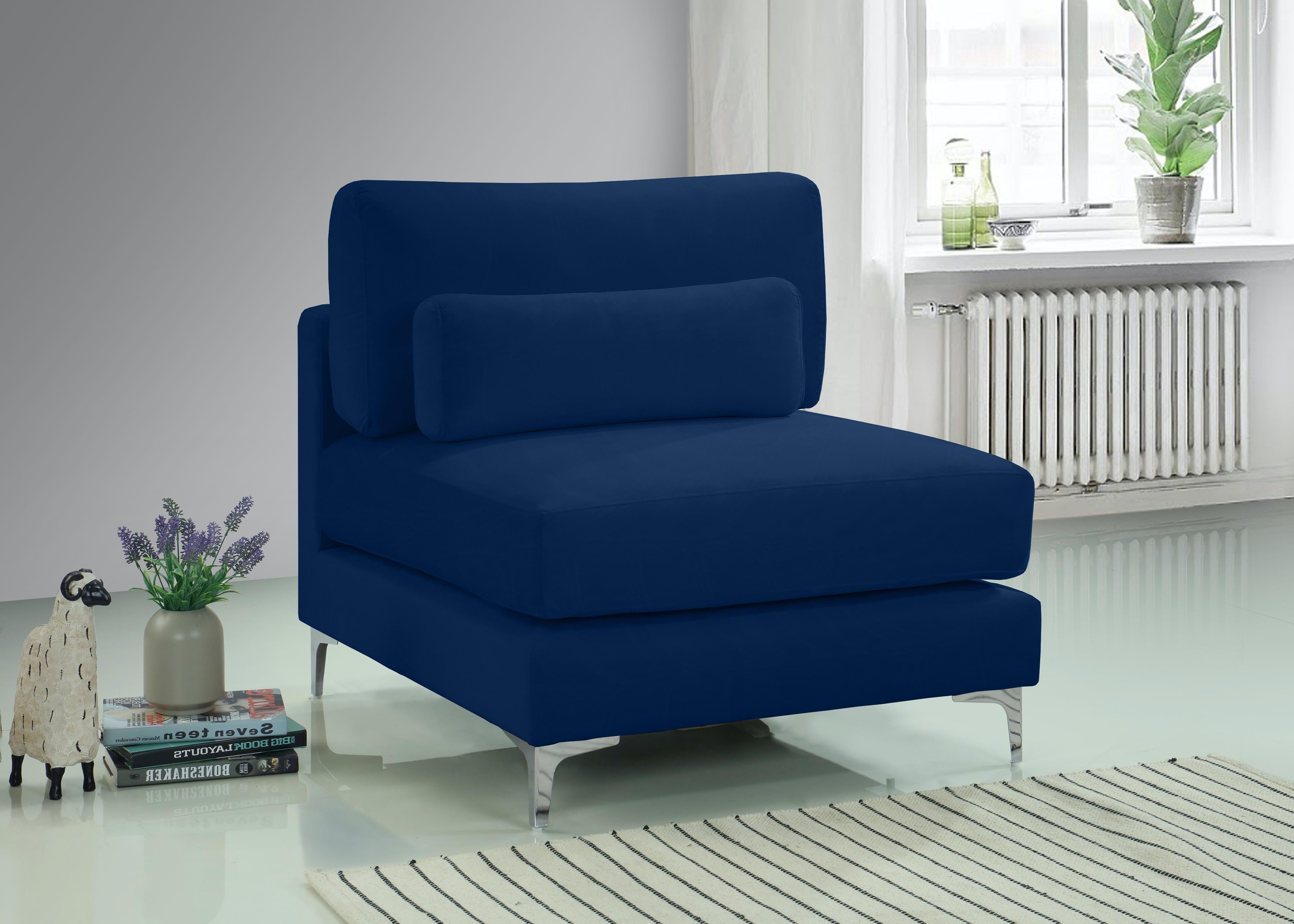 Julia Navy Velvet Modular Armless Chair