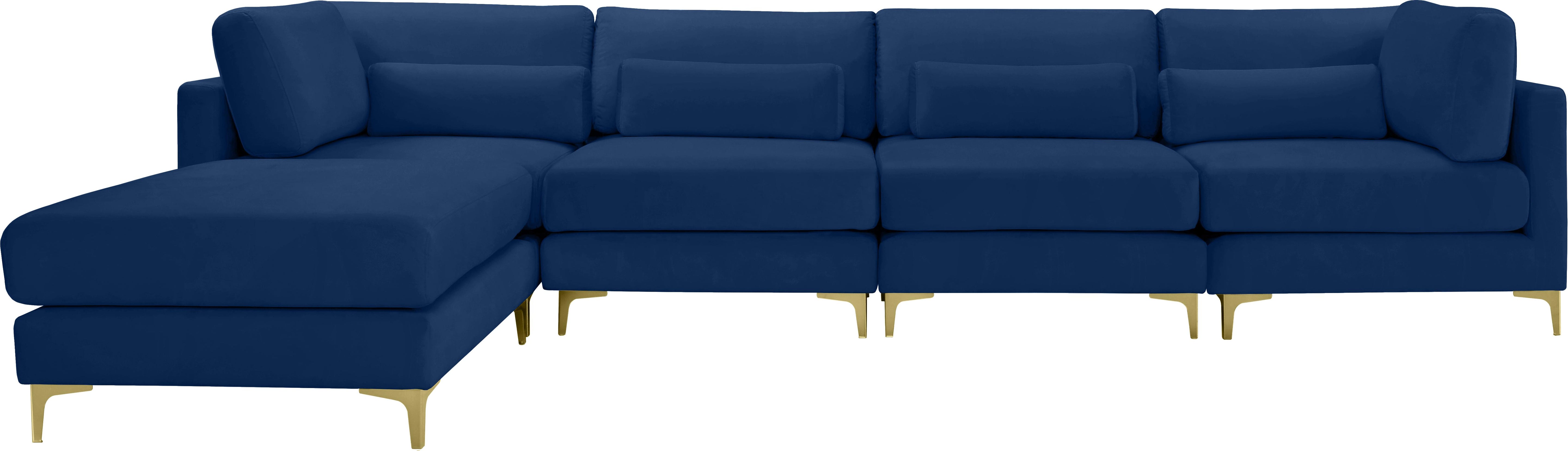 Julia Navy Velvet Modular Sectional (5 Boxes)