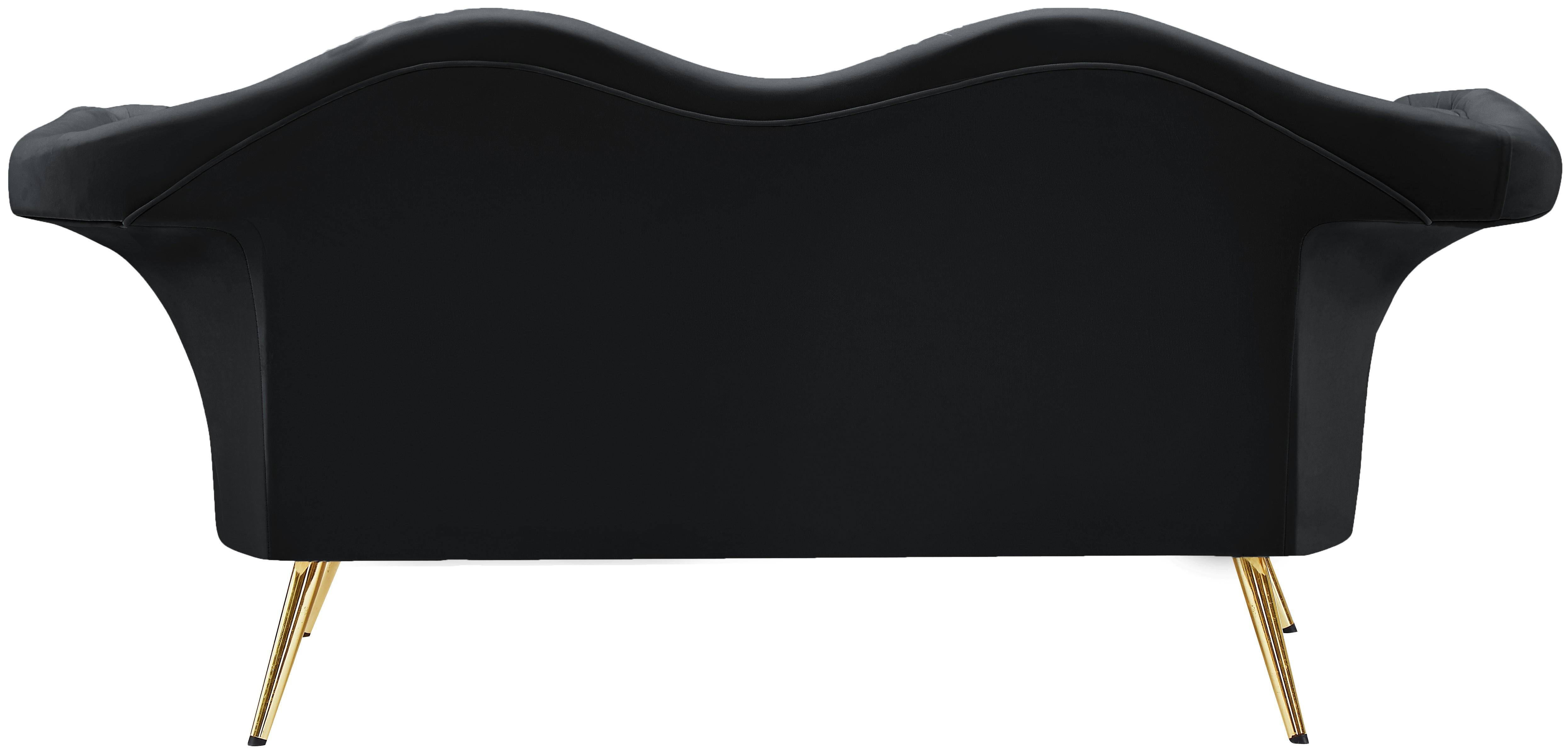 Lips Black Velvet Loveseat