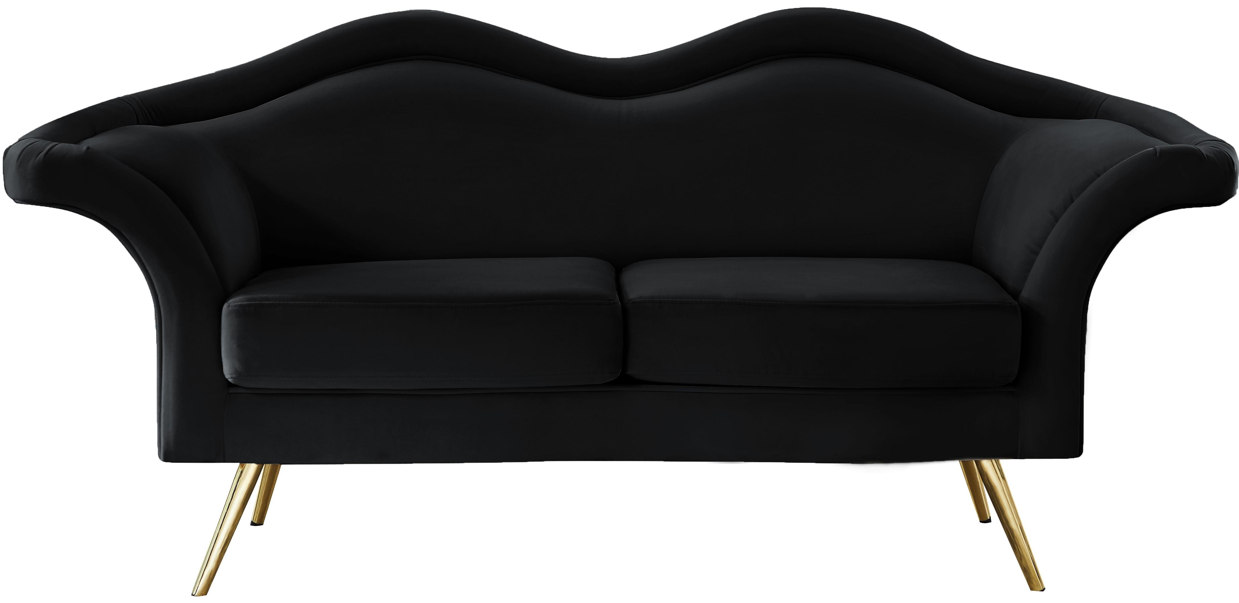 Lips Black Velvet Loveseat