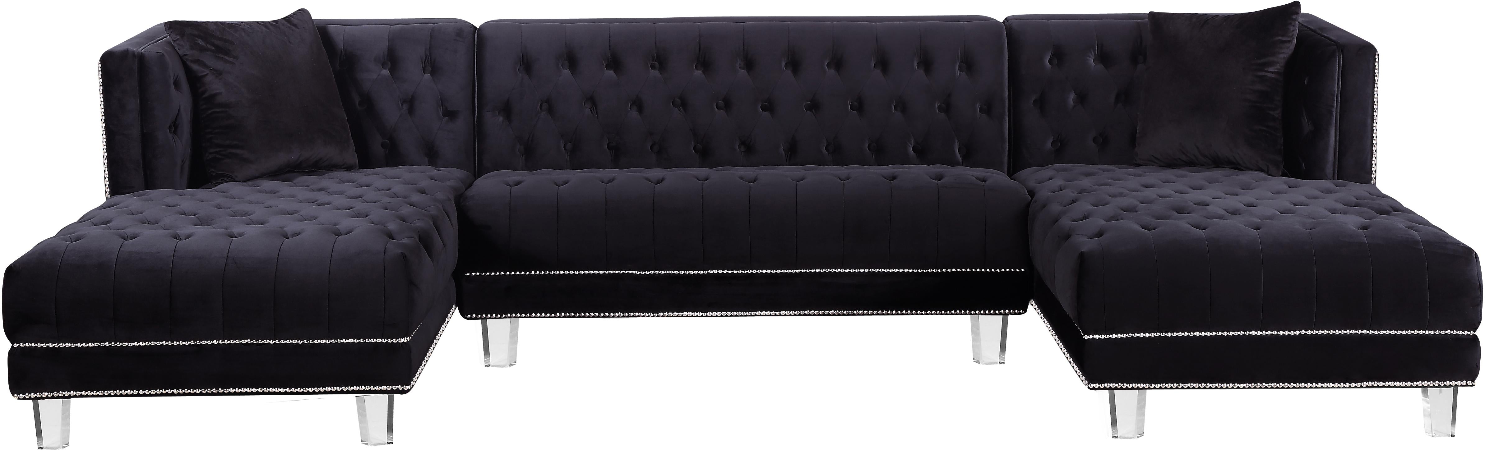 Moda Black Velvet 3pc. Sectional