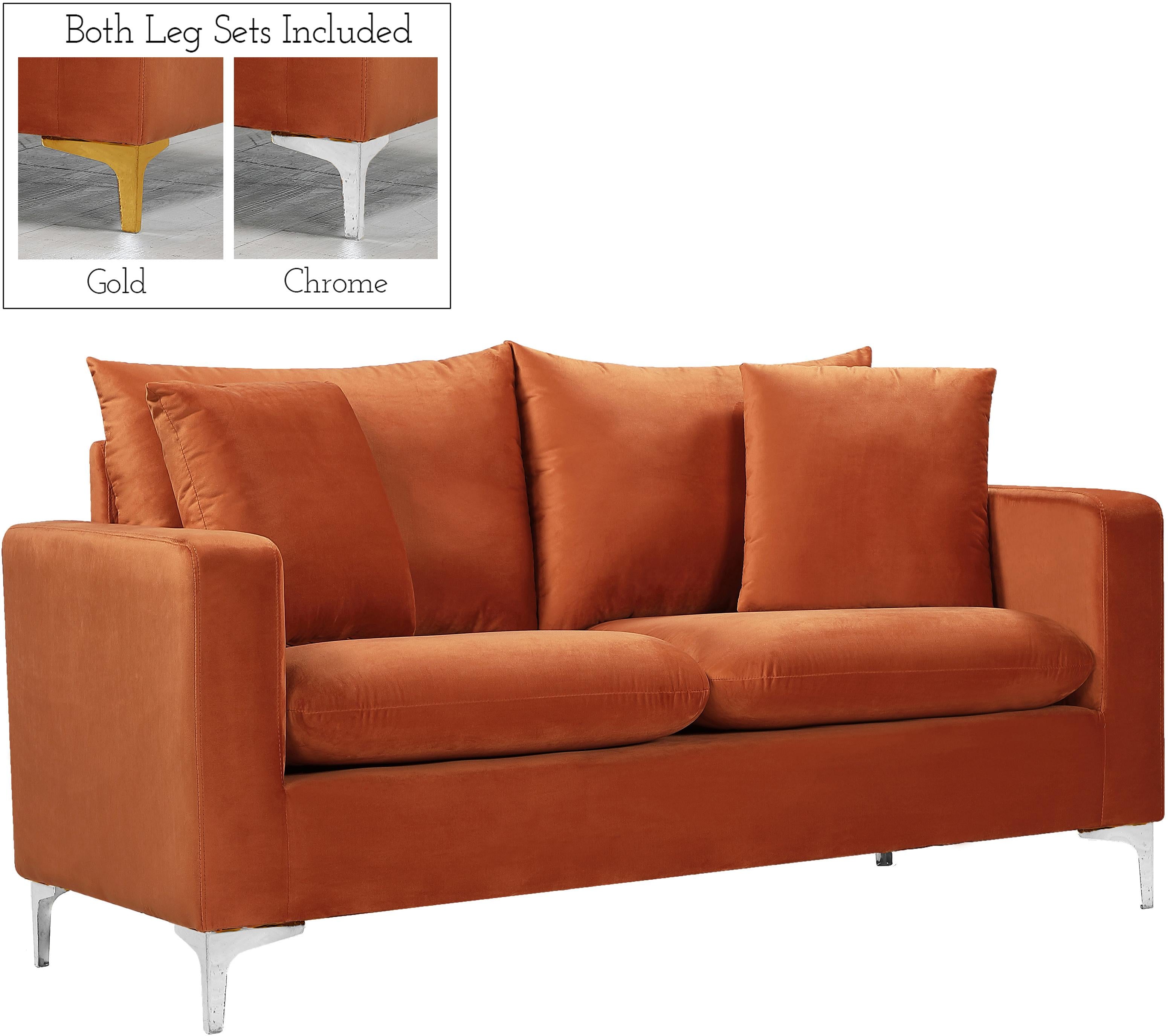 Naomi Cognac Velvet Loveseat