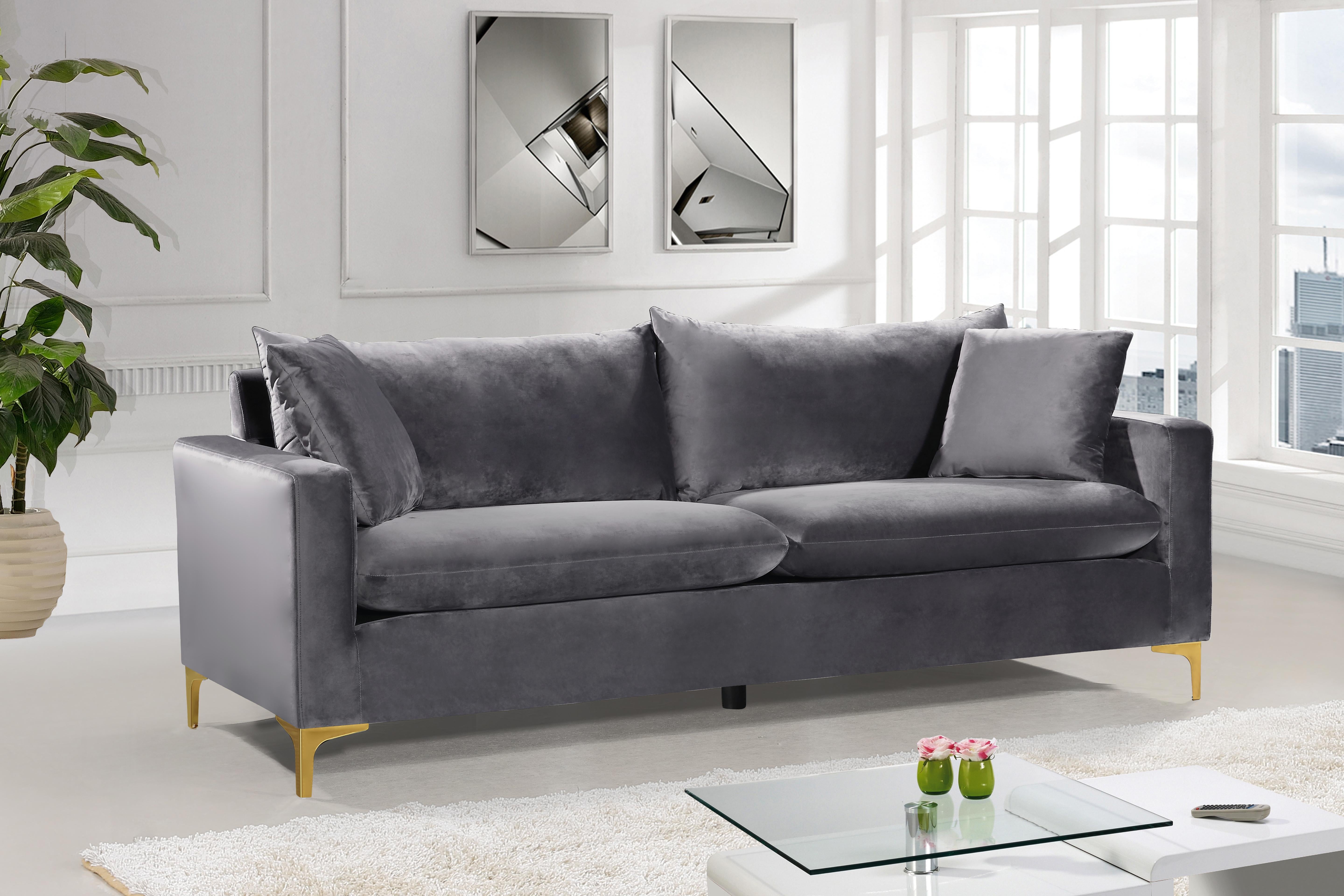 Naomi Grey Velvet Sofa