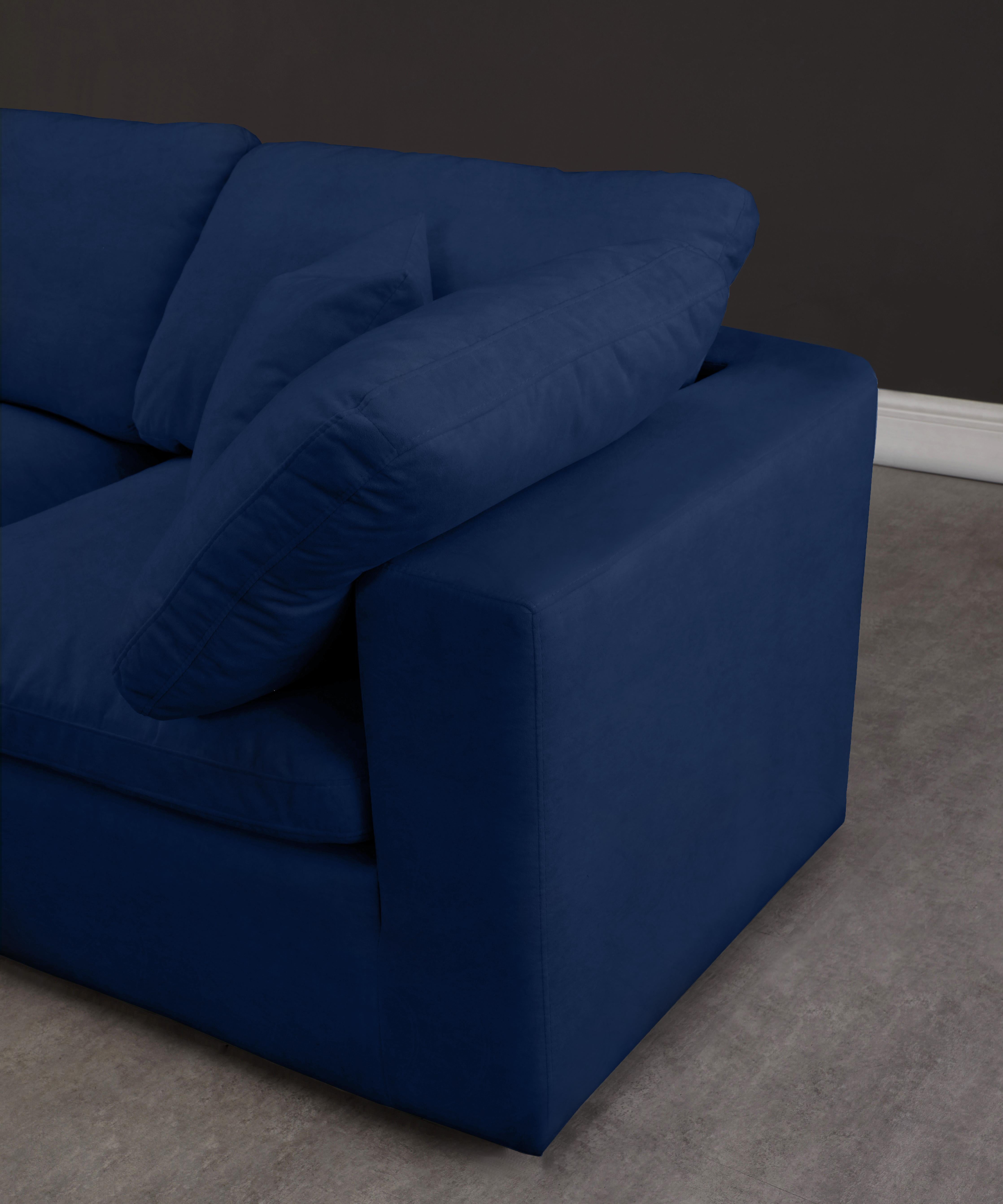 Cozy Navy Velvet Cloud Modular Sofa